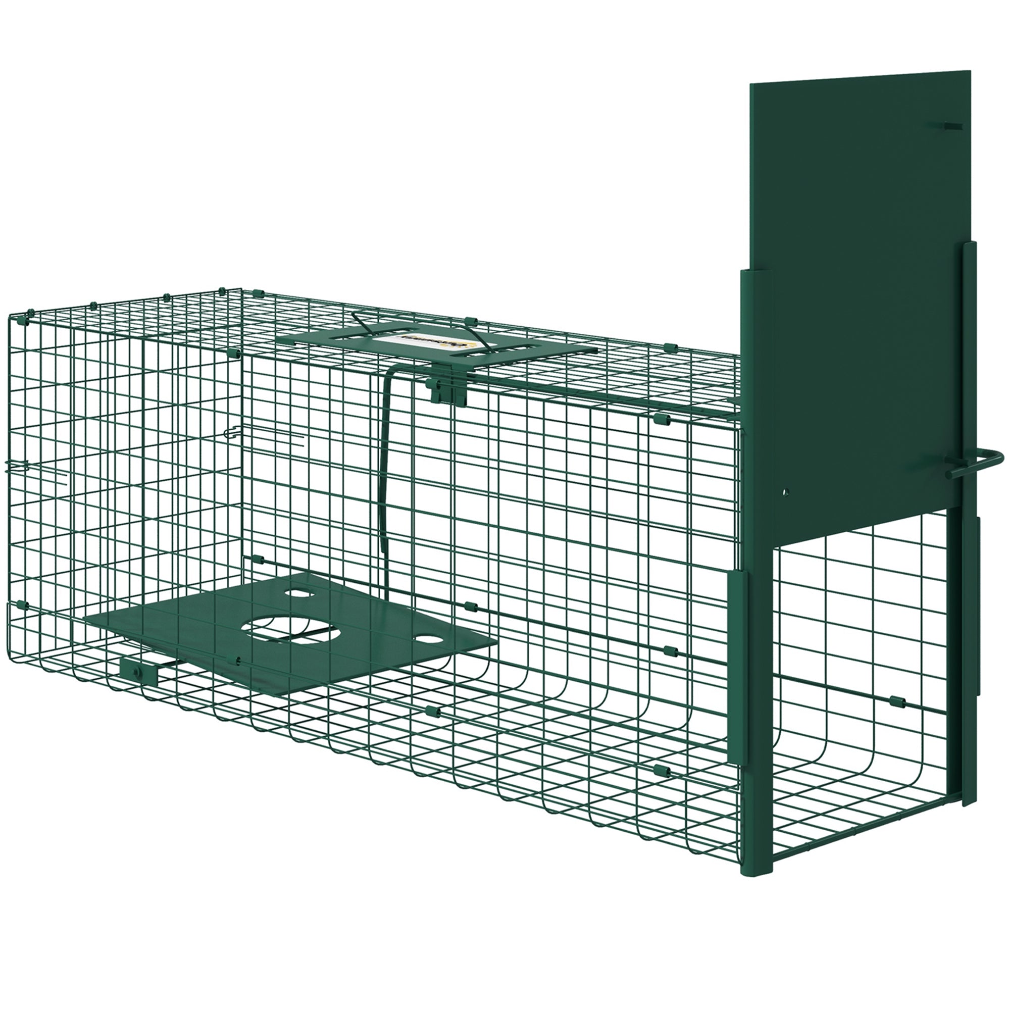Outsunny Capture Trap - Live Tier Trap aus Stol mat 1 Entrée fir Ratten an Loossen, Dimensiounen: 80L x 25W x 30H cm, däischtt gréng