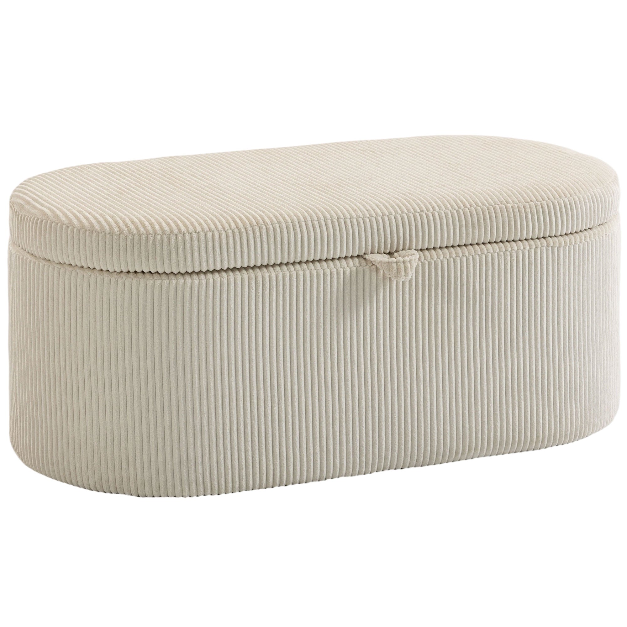 HOMCOM Polster-Stauraumbank mit Cordstreifen – 105 x 51 x 49 cm, Versteckter Stauraum, Tragkraft 200 kg, Beige