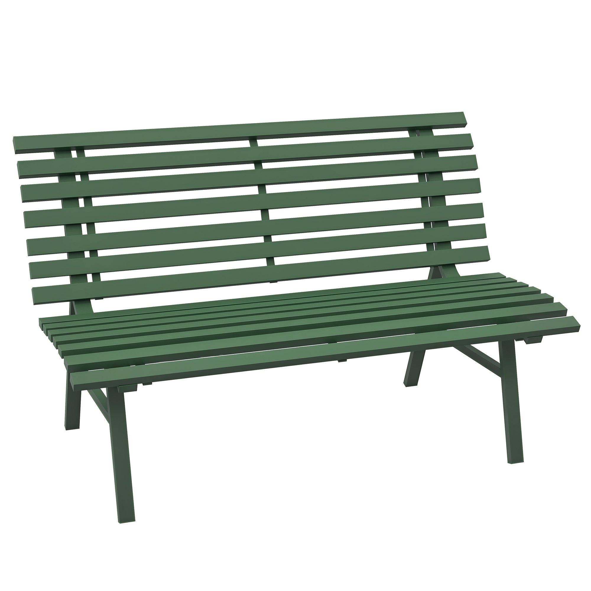 2-Seater Aluminum Garden Bench, Weatherproof Bench, UV-Resistant Garden Furniture with Slatted Design, Park Bench 240kg Load Capacity, Balcony Bench for Balcony Terrace, Garden, 123x67x79cm, Green
