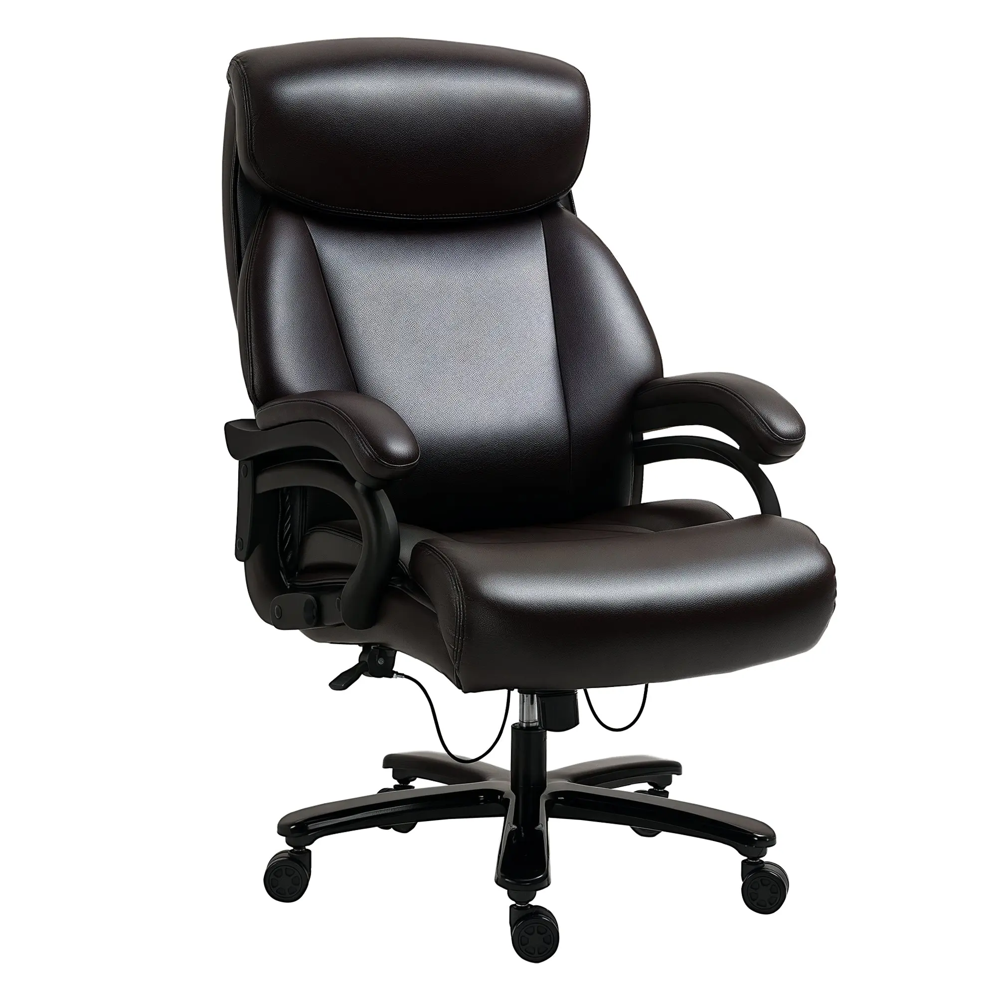 Office Chair Executive Gaming Chair Swivel Chair Rocking Function Thick Padding 180 kg Capacity Ergonomic Design Height Adjustable Faux Leather Brown 72x83x114-122 cm