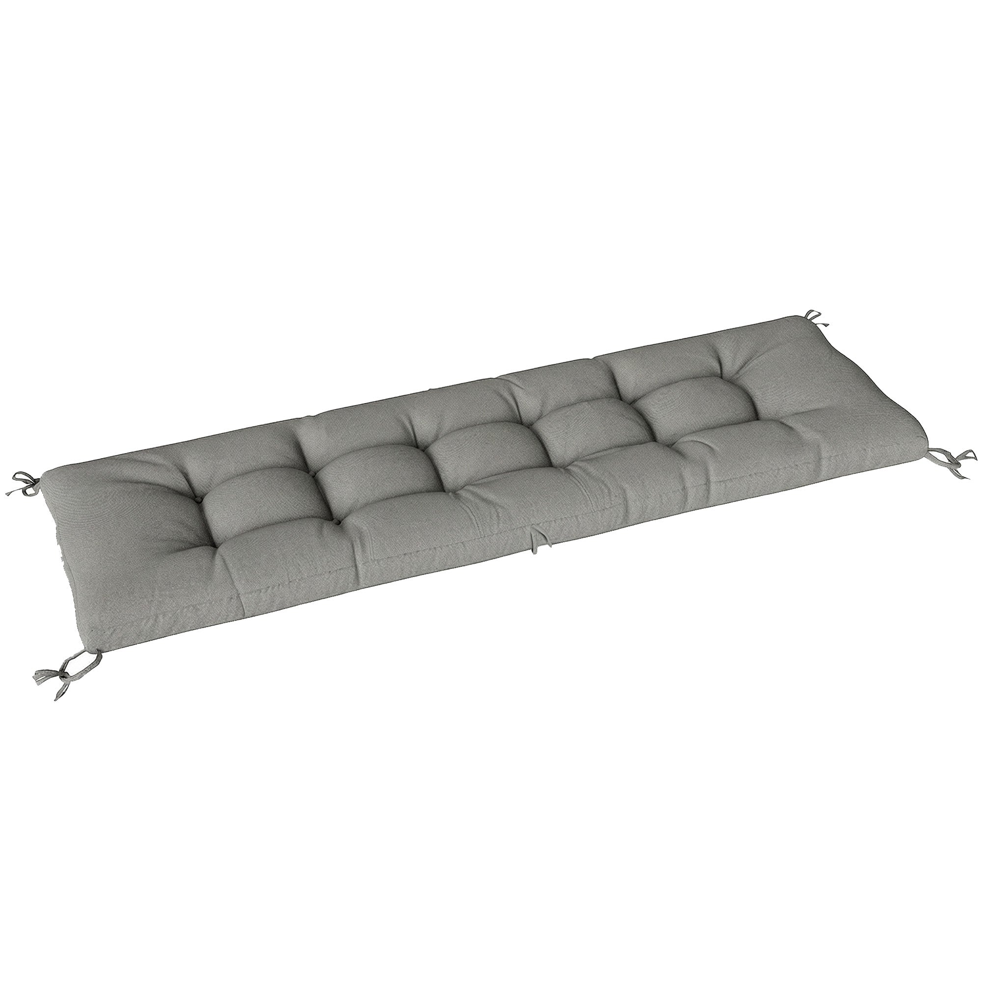 Outsunny Bankpolster fir Dausse — Bank- & Liggestullpolster mat Bindebänner, UV50+ Schutz, lues zeréckstellend Fëllung, bannen & baussen, 198 x 65 x 13 cm, Liichtgriis