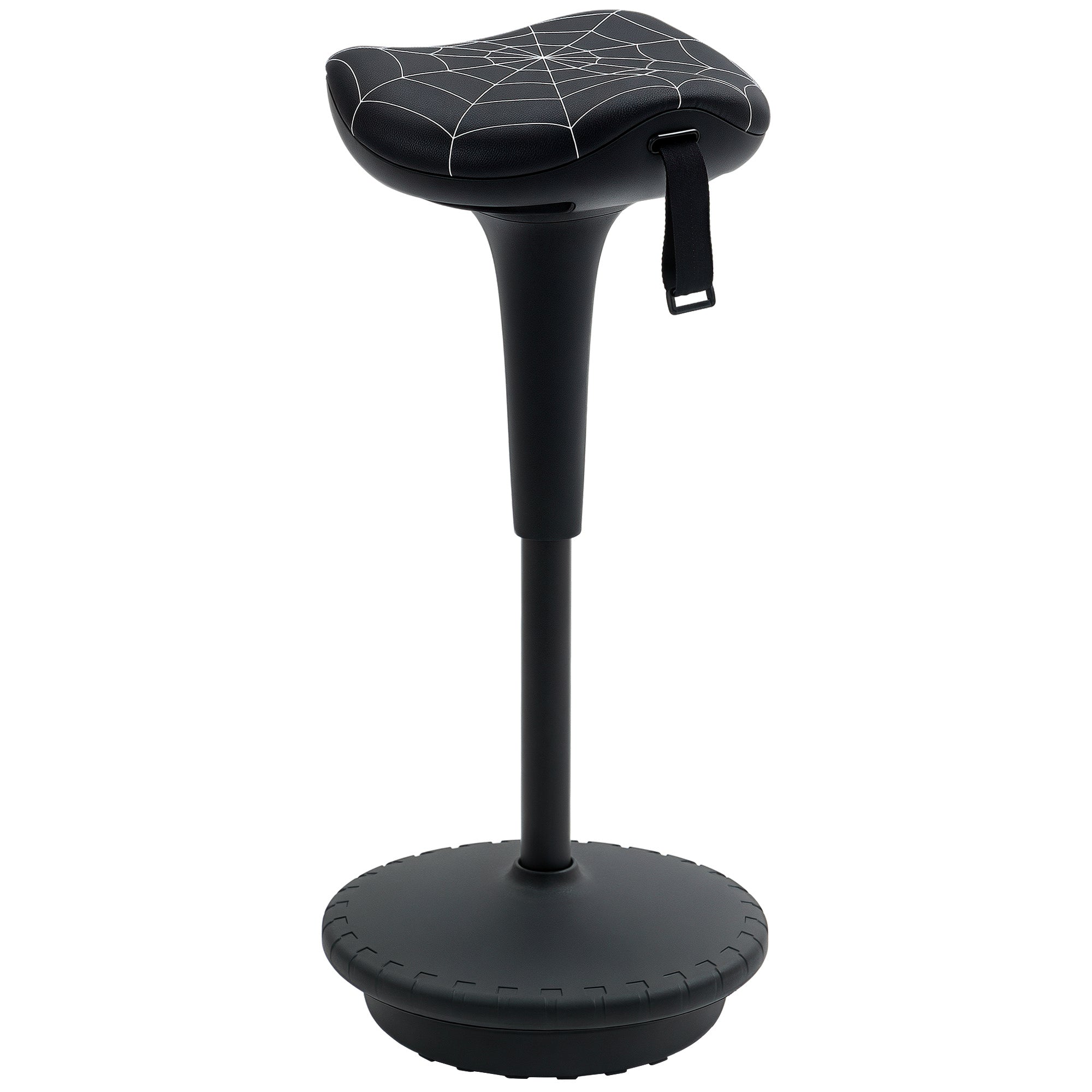 Vinsetto ergonomická otočná sedlová stolička — výškově nastavitelná 65,5–83,5 cm, náklon 120°, protiskluzová, černá