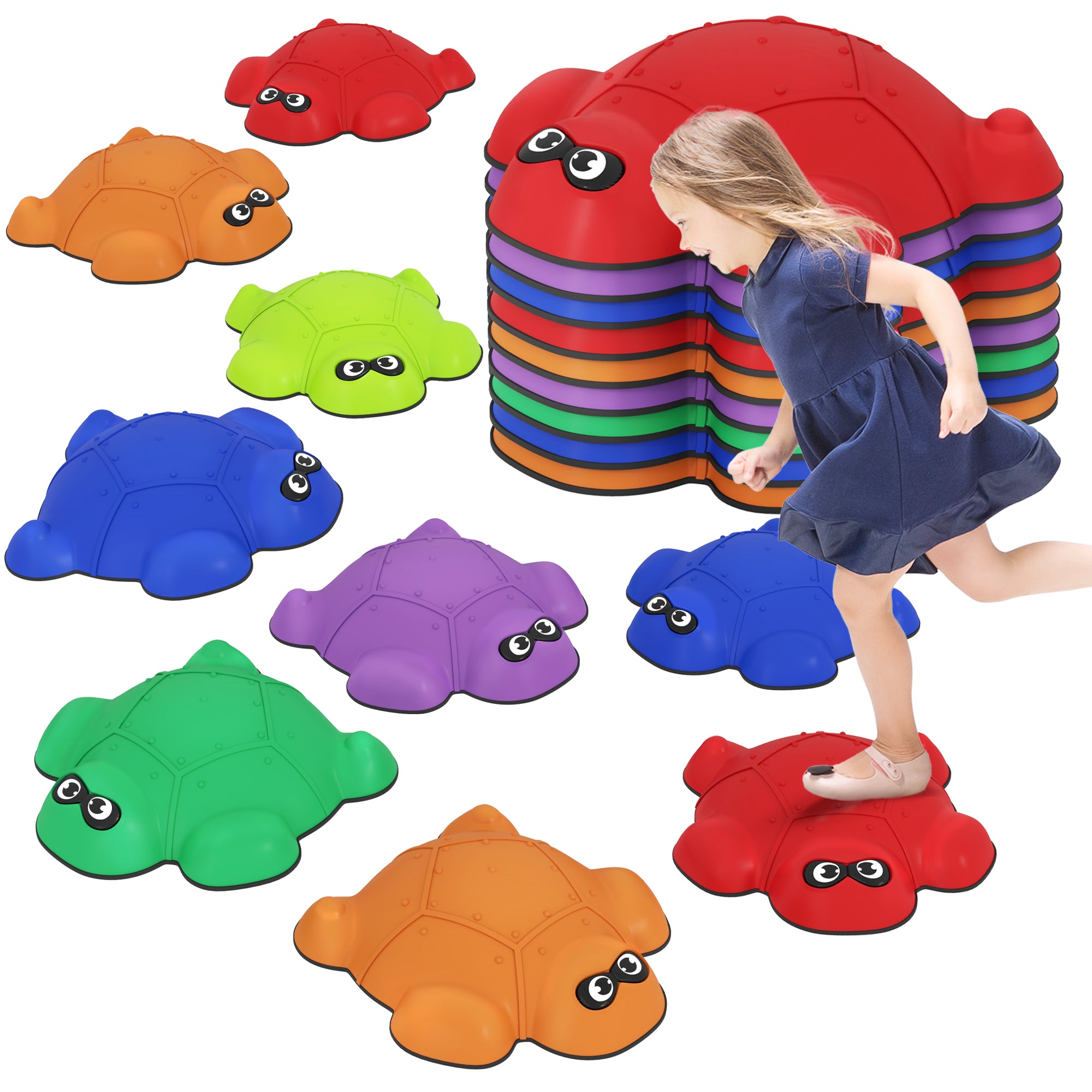 AIYAPLAY Pierres Équilibrantes pour Enfants - 9 Pièces de Pierres Empilables Antidérapantes pour Promouvoir l'Équilibre et la Coordination, Pierres de Rivière pour 3-8 Ans en Intérieur et Extérieur