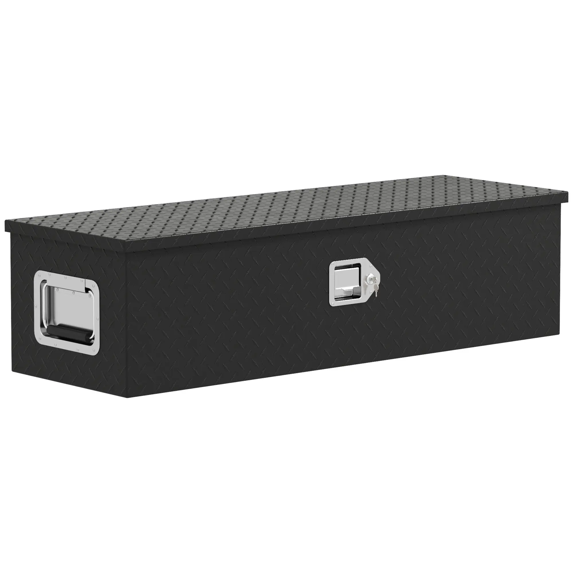 Tool Box Aluminum 99 x 33 x 25.4 cm Tool Case with Metal Closures Carry Handle Lock Keys, Organizer Tool Chest Plastic Toolbox Storage Box for Workshop
