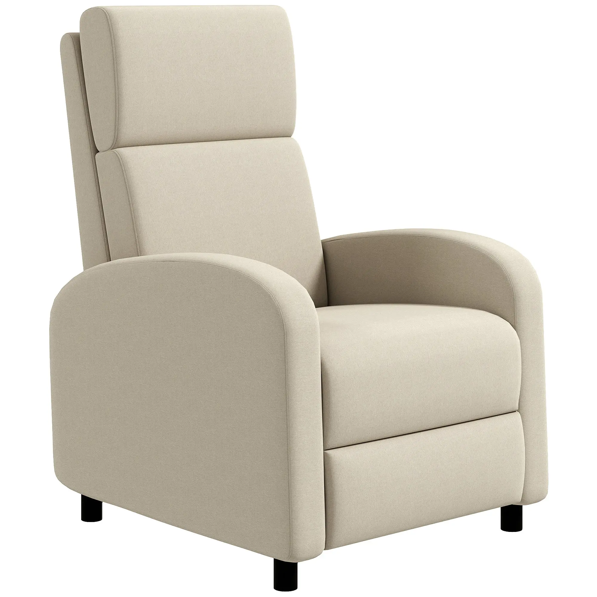Reclining Armchair TV Chair with Reclining Function Upholstered Chair with Adjustable Backrest, Relaxation Chair with Linen Look, Footrest for Living Room Bedroom, Cream White