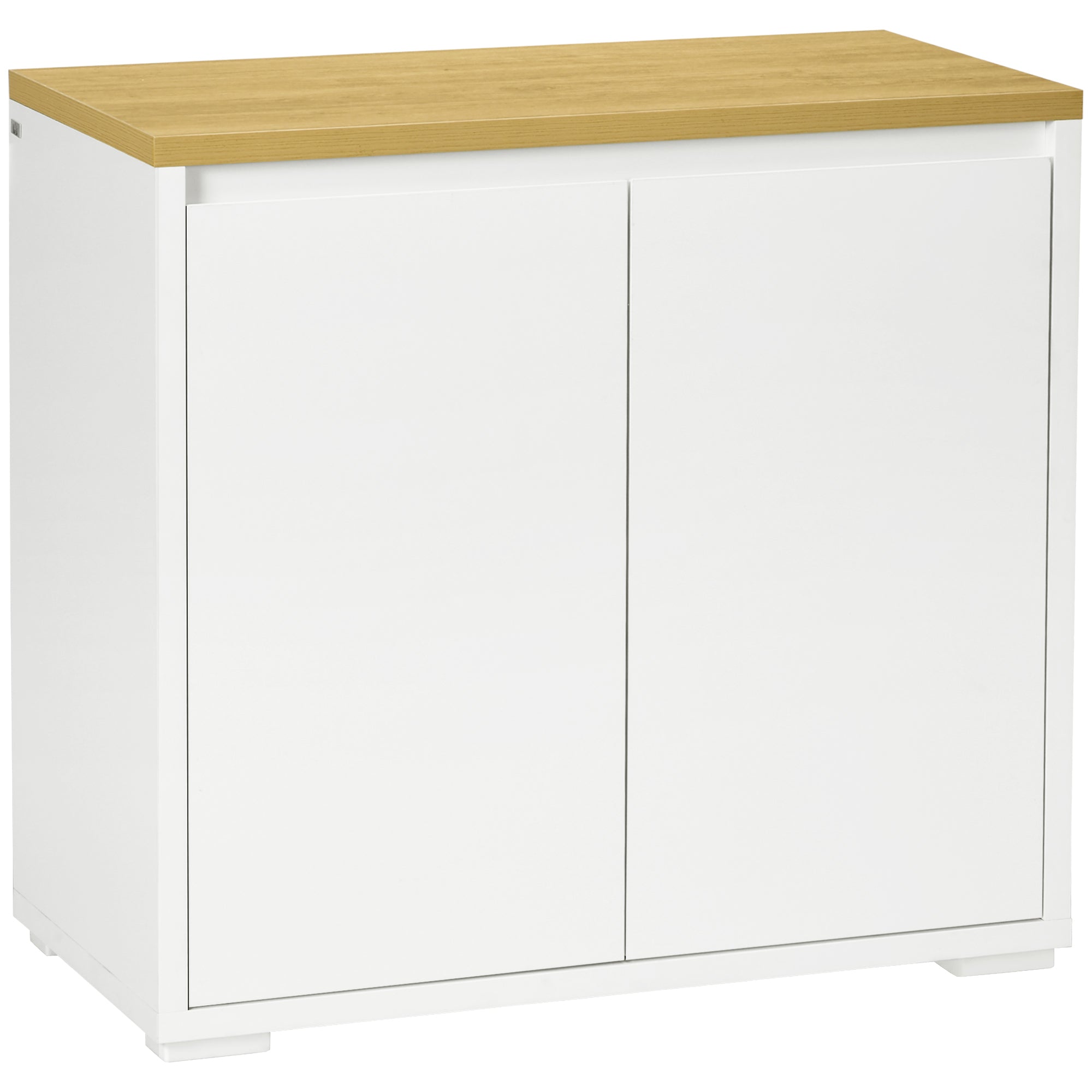 HOMCOM Stranski Pregledni Kabinet za Shranjevanje v Dnevni Sobi s 2 Vrati in Nastavljivo Polico za Jedilnico 80x37x75 cm Bela