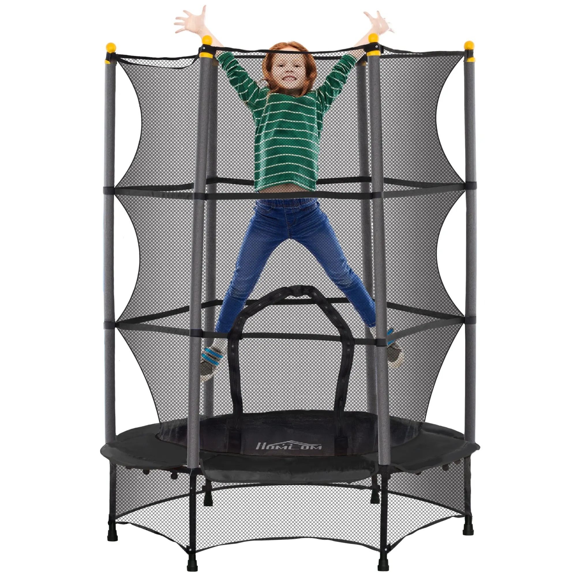 Children's Trampoline ?140 cm, Trampoline with Safety Net, Edge Cover, Garden Trampoline for Children 3-10 Years, up to 50 kg Load Capacity, Black