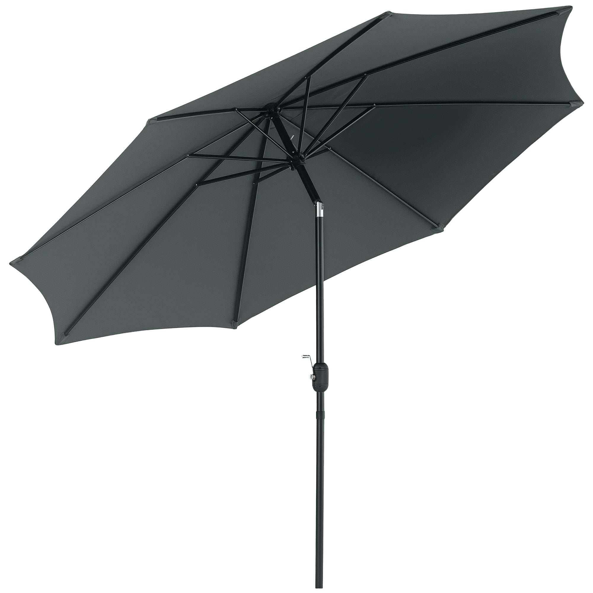 Garden Umbrella ?295x250 cm with Crank Outdoor Parasol with Tilt Mechanism and Detachable Metal Pole for Terrace Pool Patio Dark Gray