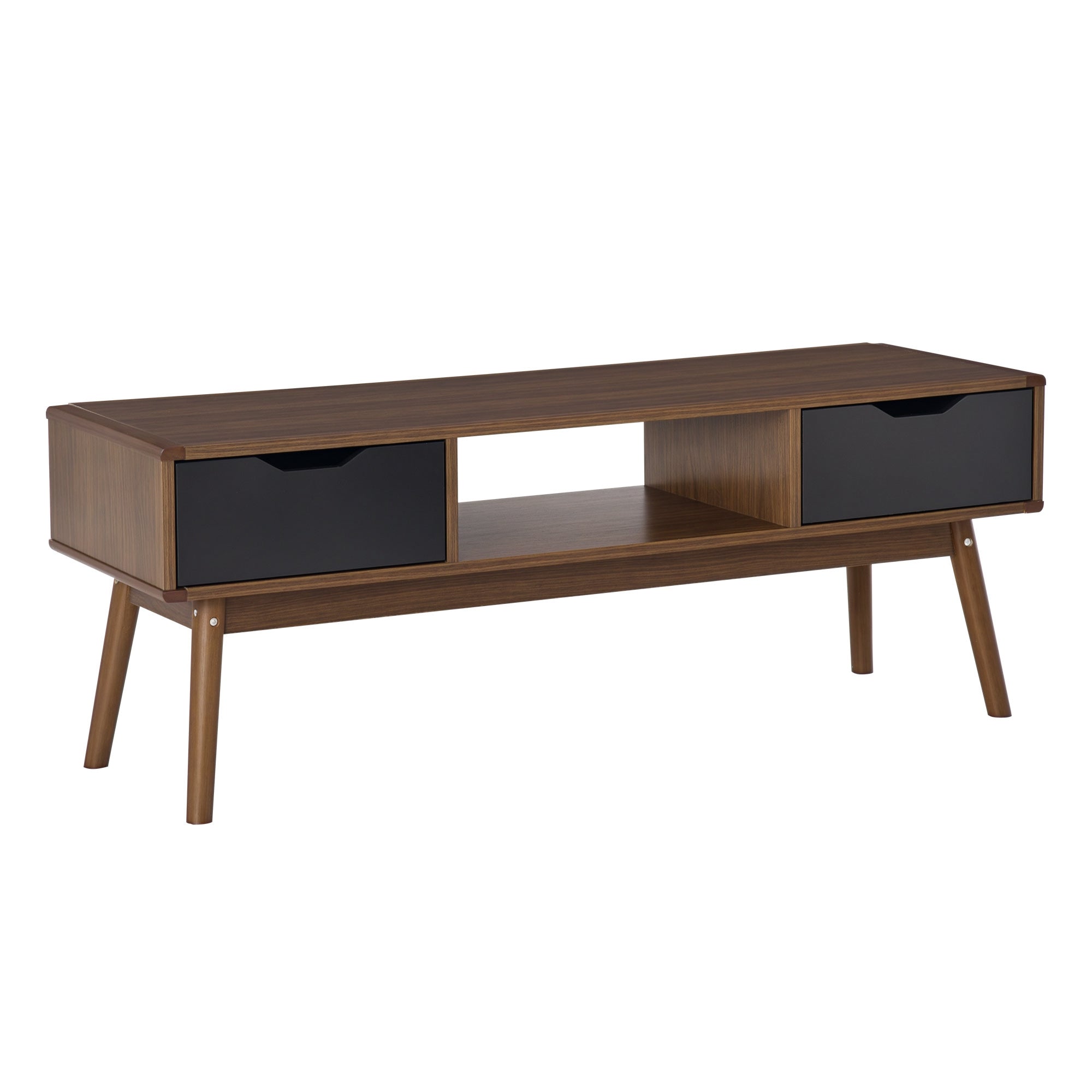 HOMCOM Fernsehtisch für 50-Zoll Fernseher mit 2 Schubladen und offenem Fach, modernes Design 122x39x46 cm Braun