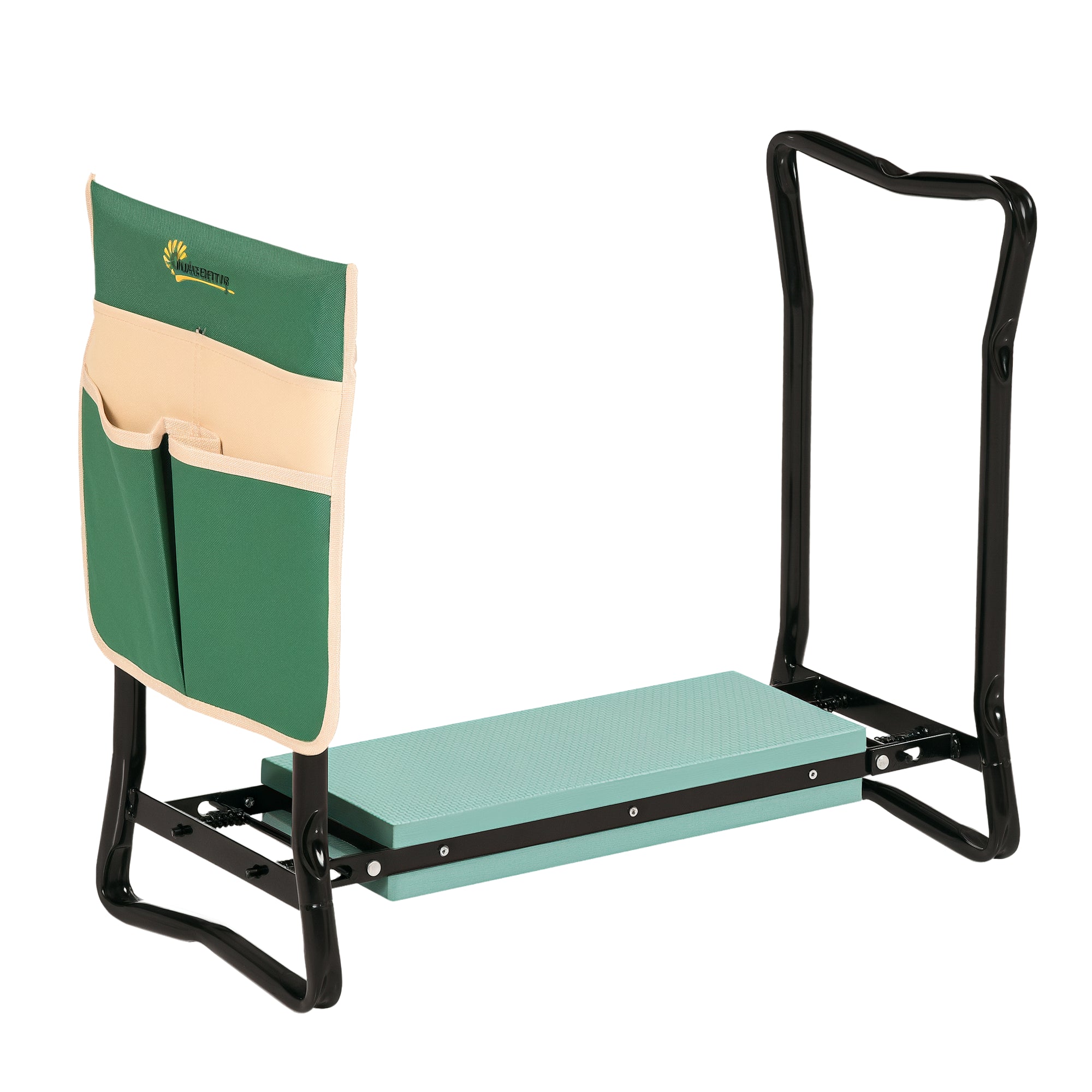Skladací záhradný stolička a kolená Outsunny s poduškou, nosnosť do 150 kg, záhradná stolička na kolená a sedenie 58 x 28 x 49 cm Zelená
