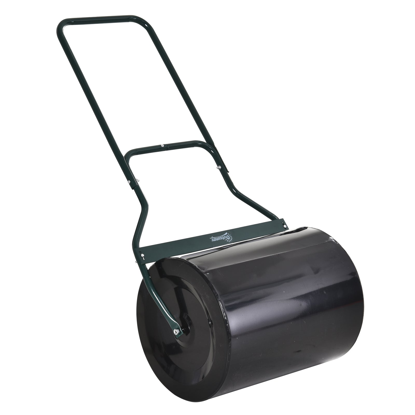 Roller Γκαζόν Outsunny με Χερούλι U, Γκαζόν Roller, Κάδος Κήπου, Διάμετρος 40 εκ., 60 Λίτρα Νερού/Άμμου, Μεταλλικός, Μαύρος 57 x 40 x 123 εκ.