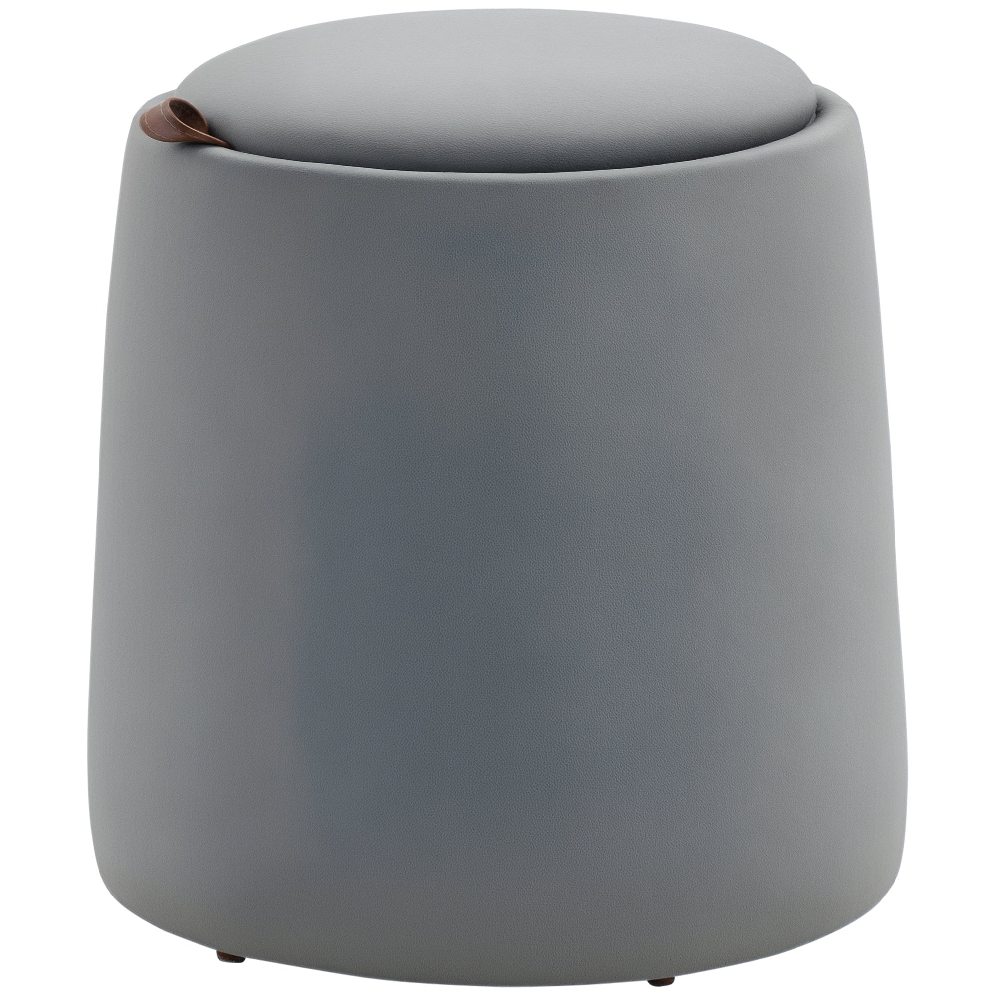 Seat Stool with Storage 2-in-1 Footstool with Lid, Round Ottoman Upholstered Stool with Velvet-Like Texture Side Table for Living Room Bedroom ?44 x 47.5 cm Grey
