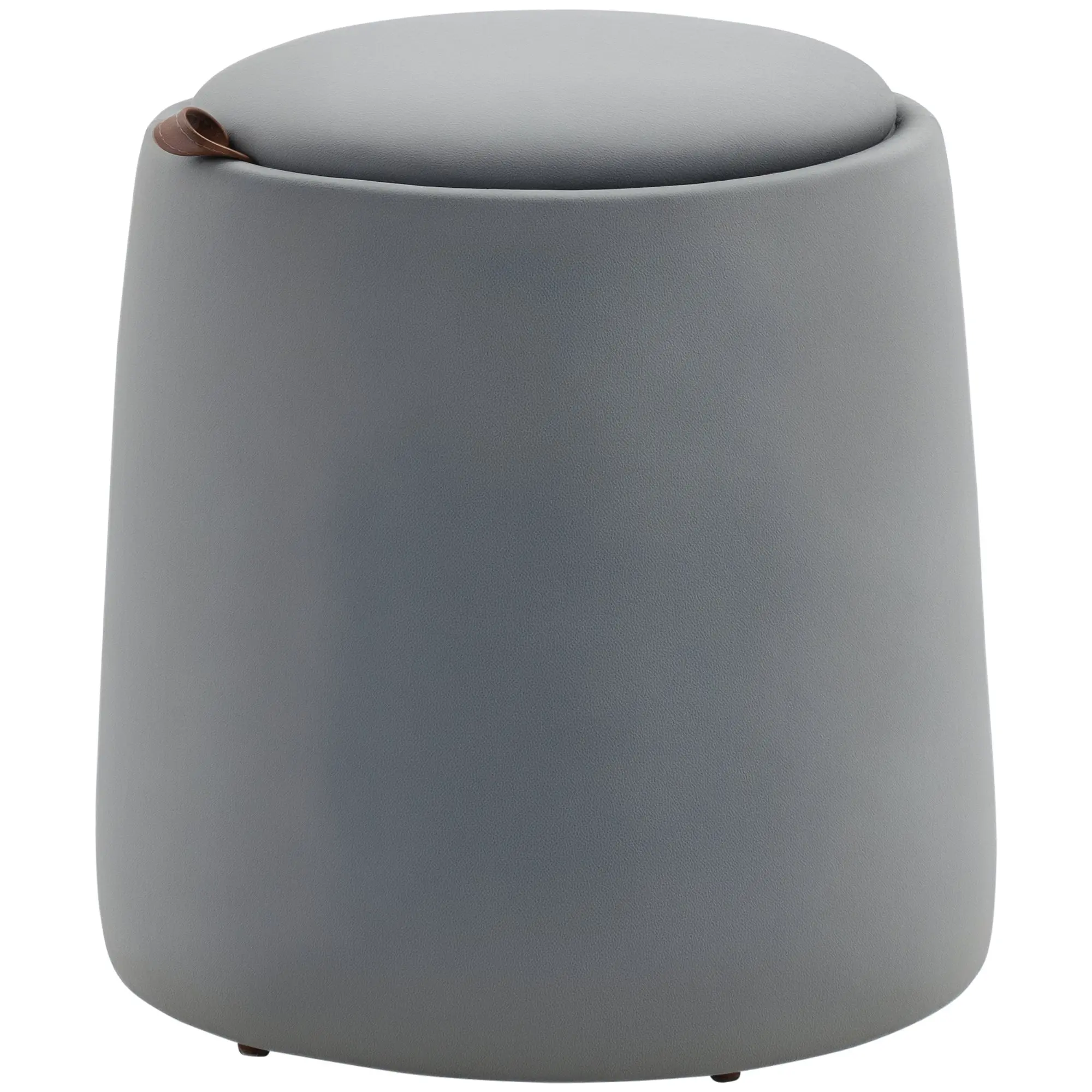 Seat Stool with Storage 2-in-1 Footstool with Lid, Round Ottoman Upholstered Stool with Velvet-Like Texture Side Table for Living Room Bedroom ?44 x 47.5 cm Grey