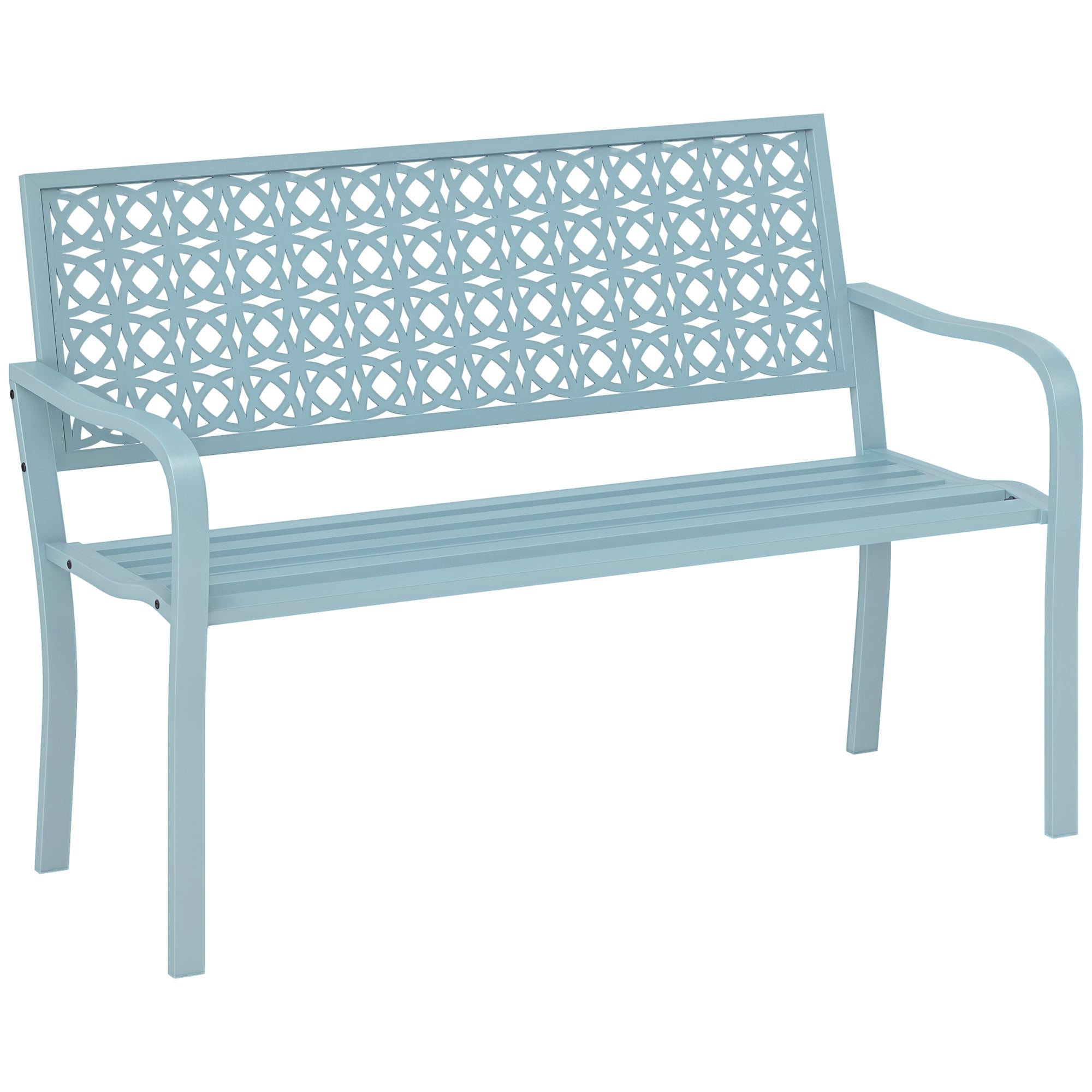 2-Seater Garden Bench, Weatherproof Bench, Garden Furniture with Backrest & Armrests, Park Bench 240kg Capacity, Balcony Bench for Terrace Balcony, Garden, 127 x 63 x 85cm, Blue