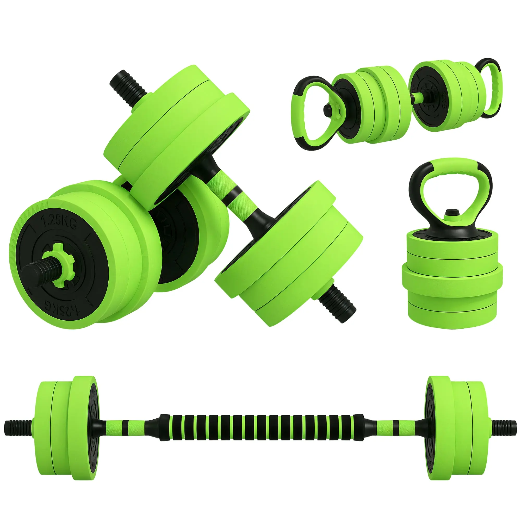 SPORTNOW 4 in 1 Dumbbell Set 20kg Adjustable Dumbbell & Barbell Kettlebell Push-Up Handles Professional Dumbbell Strength Training and Weightlifting for Home Fitness