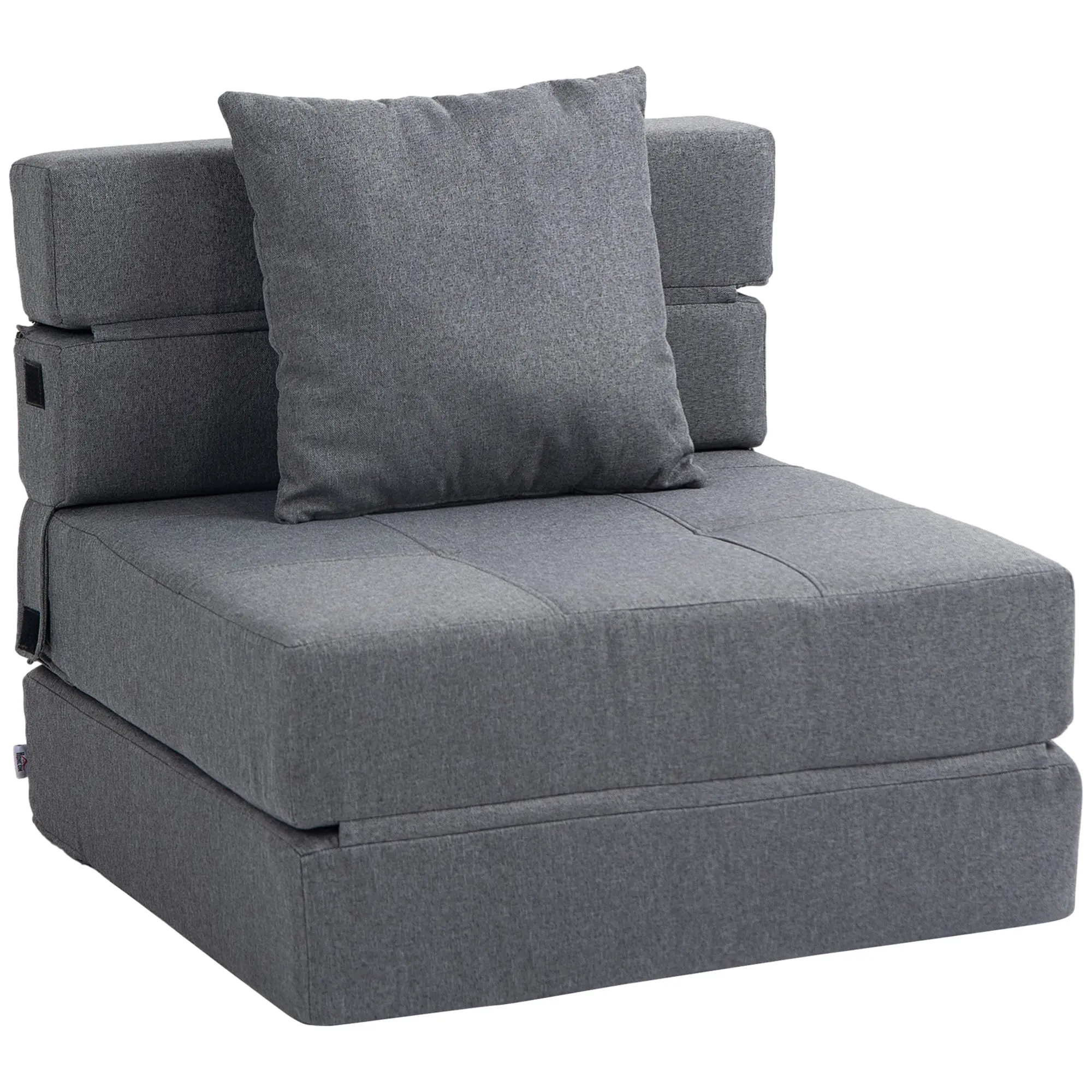 HOMCOM Folding Sofa Bed 2 in 1 Sleeper Chair Convertible Floor Sofa Guest Bed with Pillow Modular Space Saving Design Supports Up to 120 kg Dark Grey