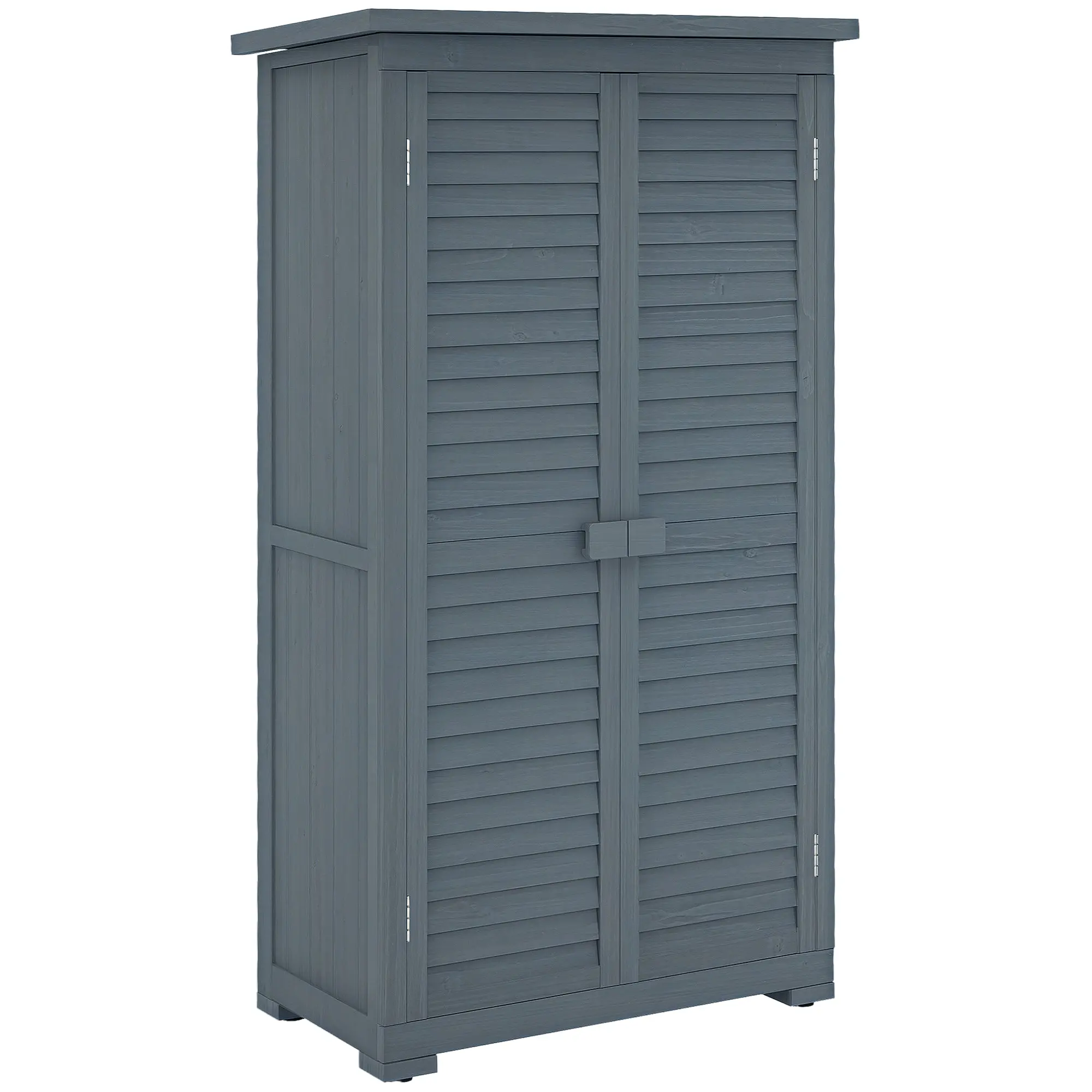 Wooden Shed Wooden Shed 0.31 m? 87x46.5x160 cm Outdoor Wooden Cabinet with 2 Doors and 2 Interior Shelves for Patio Terrace Gray