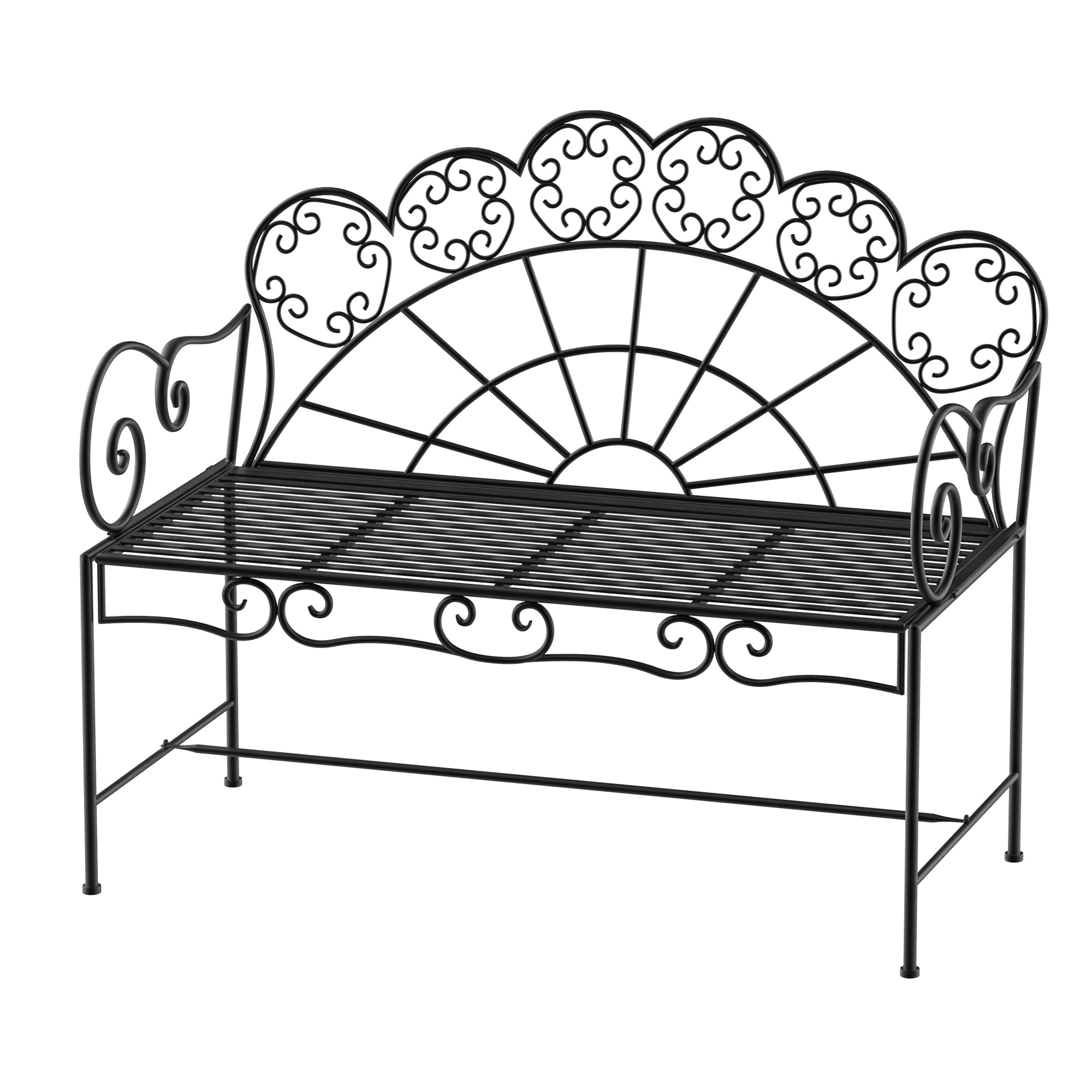 2-Seater Garden Bench Sturdy, Rust-free Park Bench Seat Bench Outdoor Furniture for Patio, Garden, and General Outdoor Area 107cm x 55.5cm x 90.5cm, Black