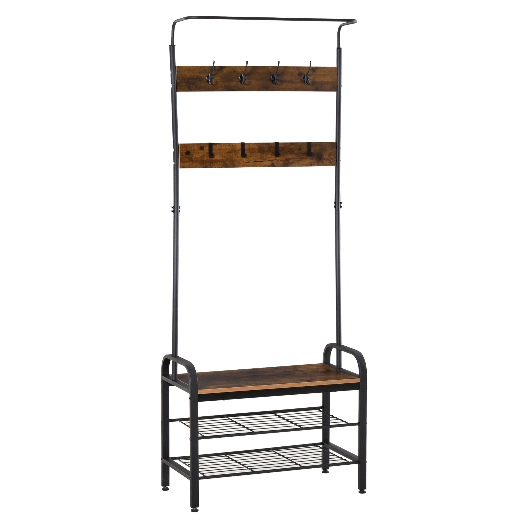 Range-Cab coats HOMCOM avec 8 crochets et 2 étagères en MDF Noir 71,5 x 34 x 185 cm