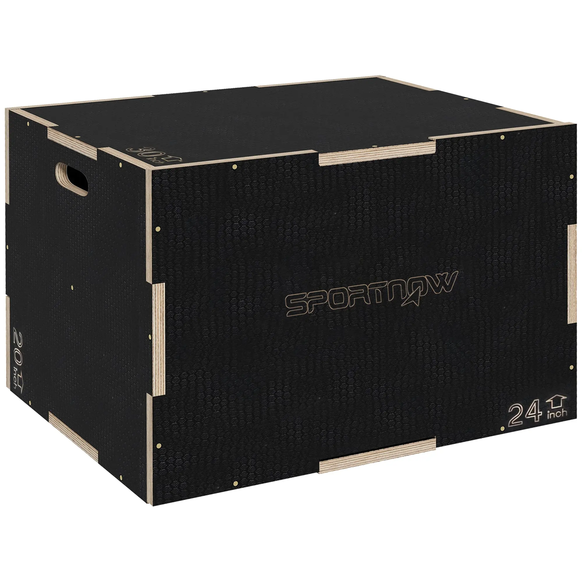 SPORTNOW Plyometric Jump Box Plyo Box with 3 Different Heights Strength Training at Home Office Gym CrossFit Load 120 kg 61x51x41 cm Black