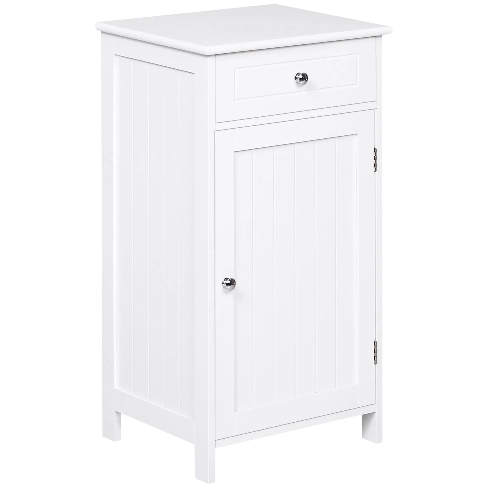 Bathroom Cabinet with 1 Drawer 1 Door and Adjustable Interior Shelf Storage Unit for Living Room Kitchen Antitopple 43x34x77 cm White