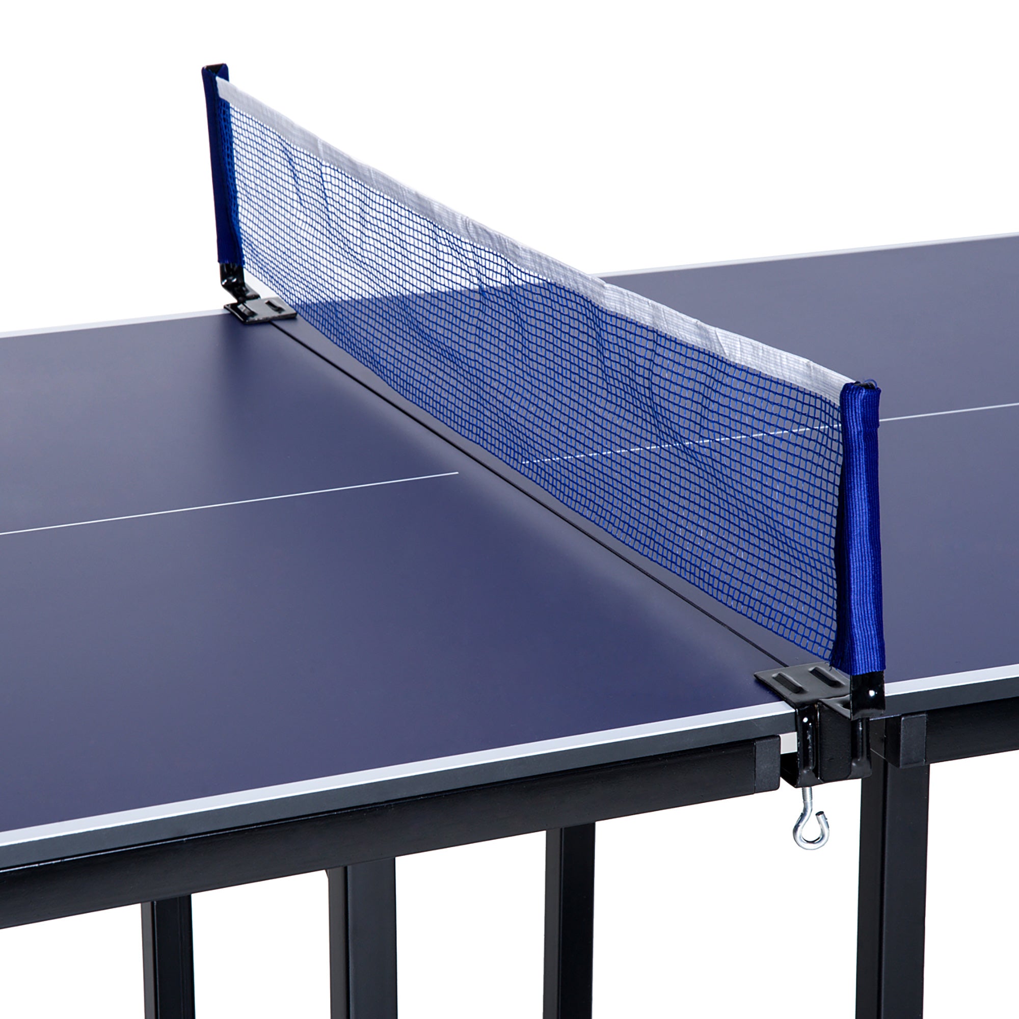 HOMCOM Bordtennisbord, Ping Pong Bord med Net, Kan Omstilles til 2 Borde, Medium Størrelse, Sammenfoldelige Ben, 182 x 91 x 76 cm Blå