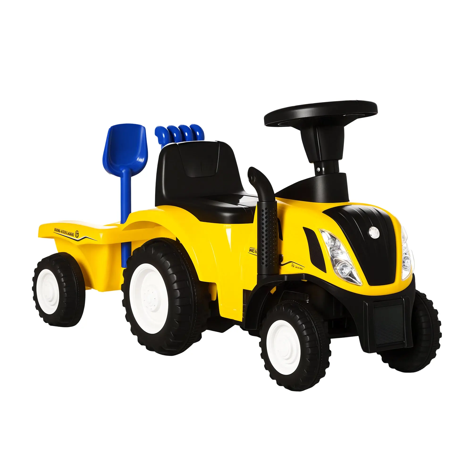 Sit-on Digger NEW HOLLAND Ride-on Digger with Steering Wheel Lights Shovel Children's Digger with Storage Space under Seat Ride-on Digger Vehicle for Sitting up to 25kg, Sit-on for Children 1-3 Years Yellow
