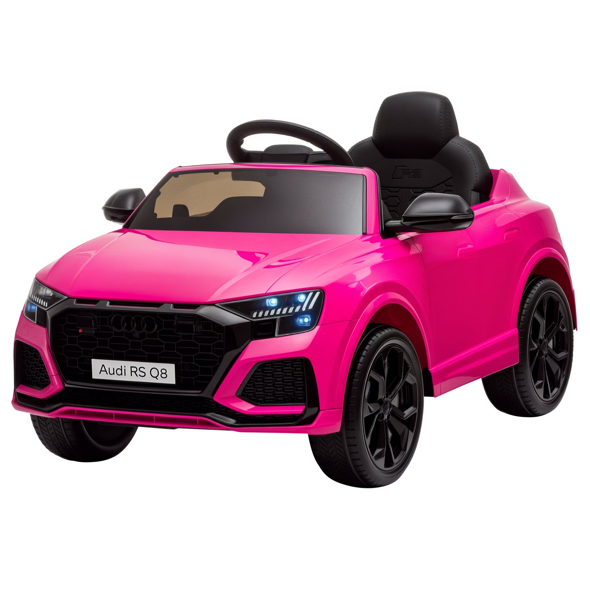 Електрическа кола HOMCOM за деца +3 години Audi RS Q8 с лиценз, 6V акумулатор, 2 мотора, дистанционно управление, MP3 музика, клаксон, светлини, максимална скорост 3 км/ч, размери 101x62x51 см, Розов