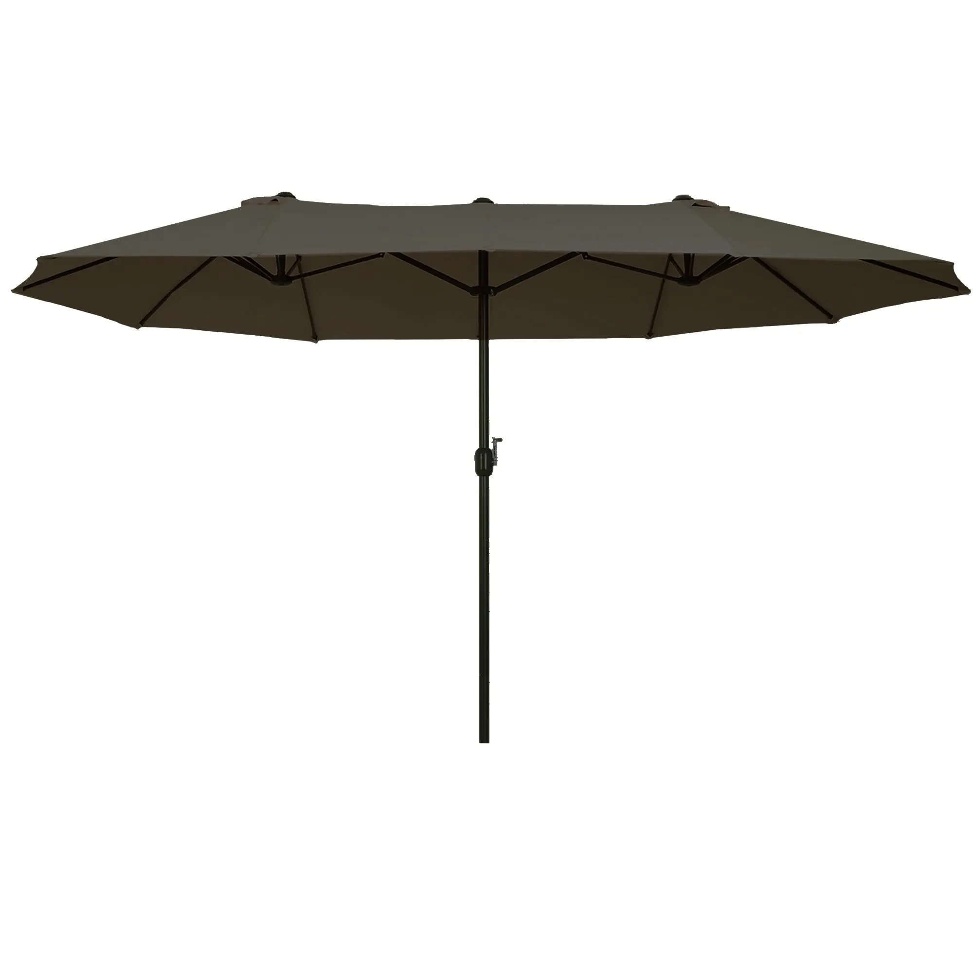 Double Sun Umbrella 455 x 265 cm, UV Protection Sunshade with Hand Crank, Balcony Umbrella Beach Umbrella Windproof Crank Umbrella Sun Protection for Beach Balcony Garden, Gray