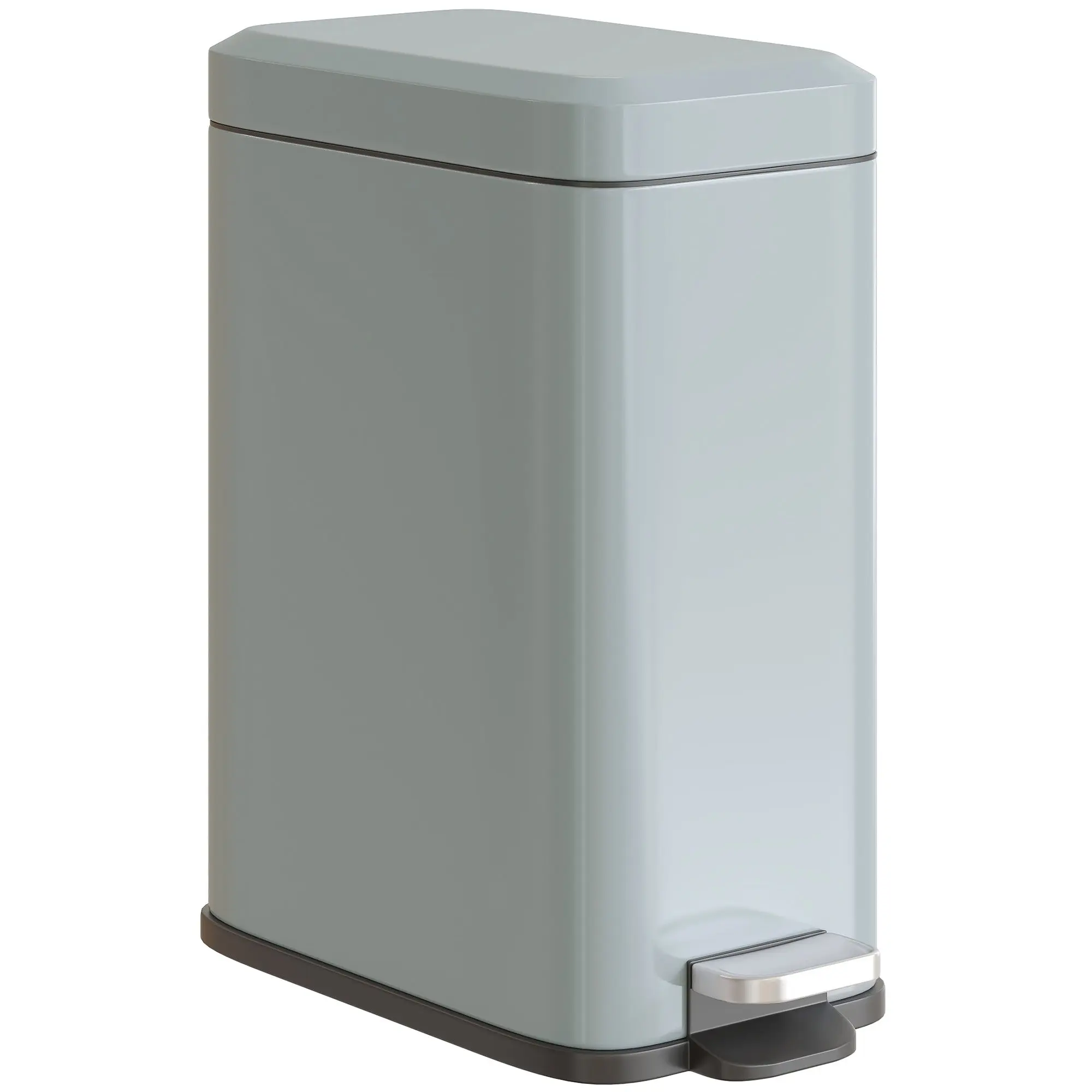 Trash Can 5L with Soft Close Lid and Pedal, Trash Can including Inner Bin Cosmetic Bin for Living Room, Office, Metal, Gray, 29.2 x 14 x 32 cm