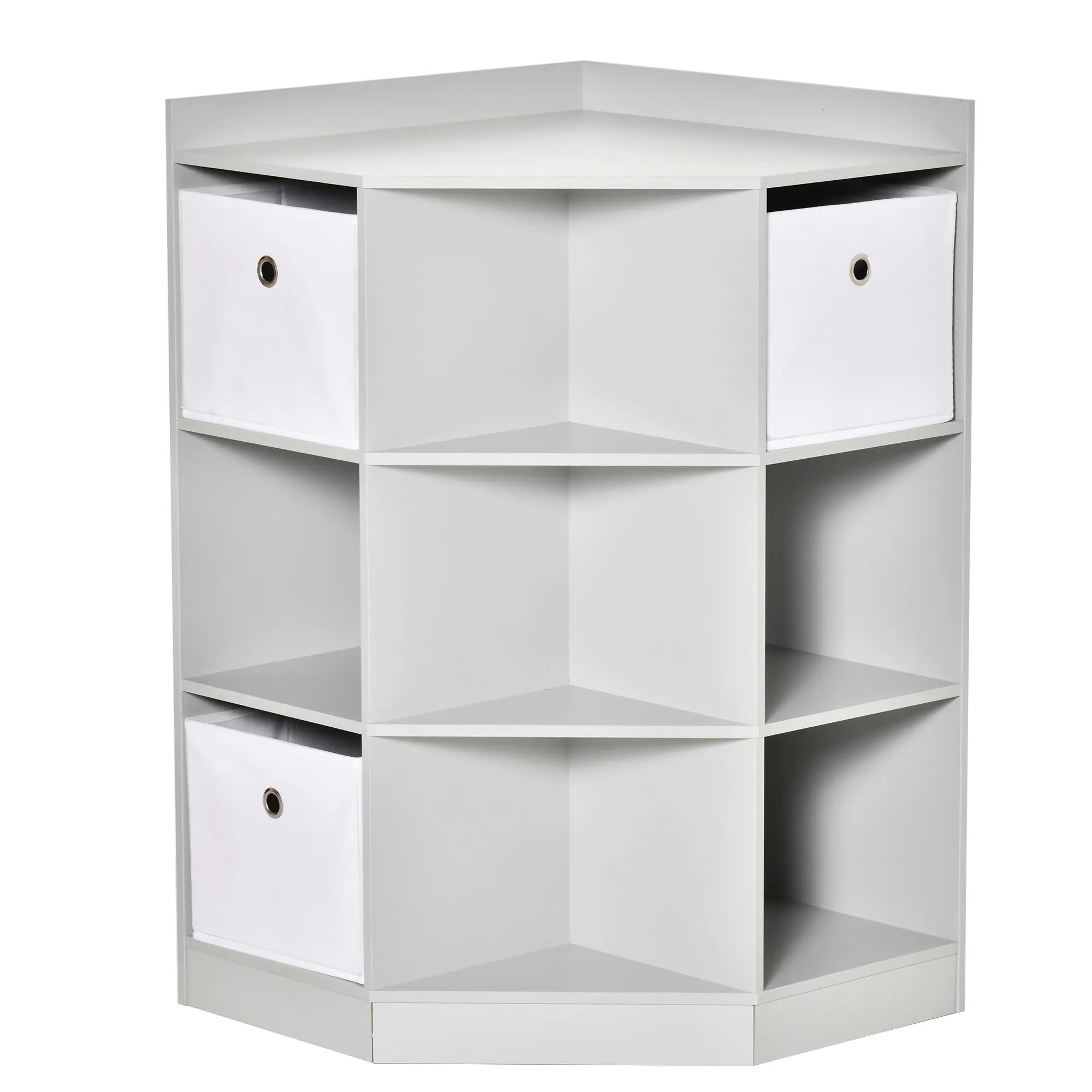 Children's Shelf Corner Shelf with 3 Storage Boxes Children's Room Toy Shelf for 3-12 Year Olds Gray 57.4 x 57.4 x 94 cm