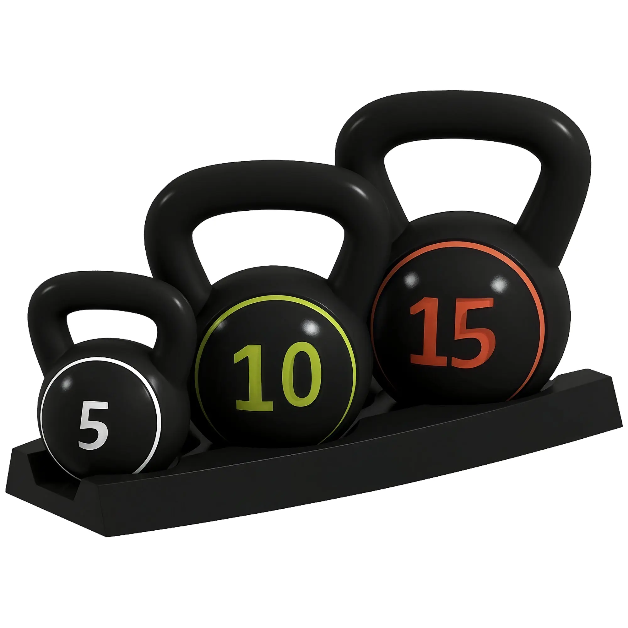 Kettlebell, 2.2kg, 4.5kg, 6.8kg Ball Dumbbell, 3-Piece Ball Weight Set for Gymnastics, Strength Training, Black