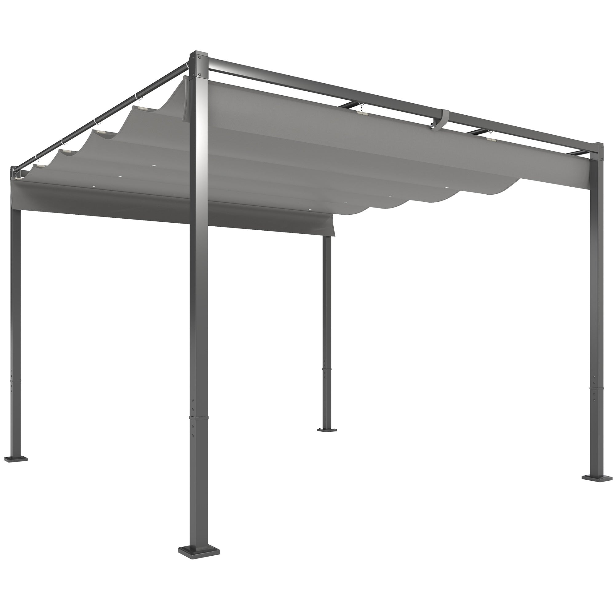 3x3m Outdoor Pergola with Retractable Canopy, Patio Pergola Sun Shade Shelter with UV Resistant Fabric, Powder Coated Steel Frame Garden Gazebo Gray