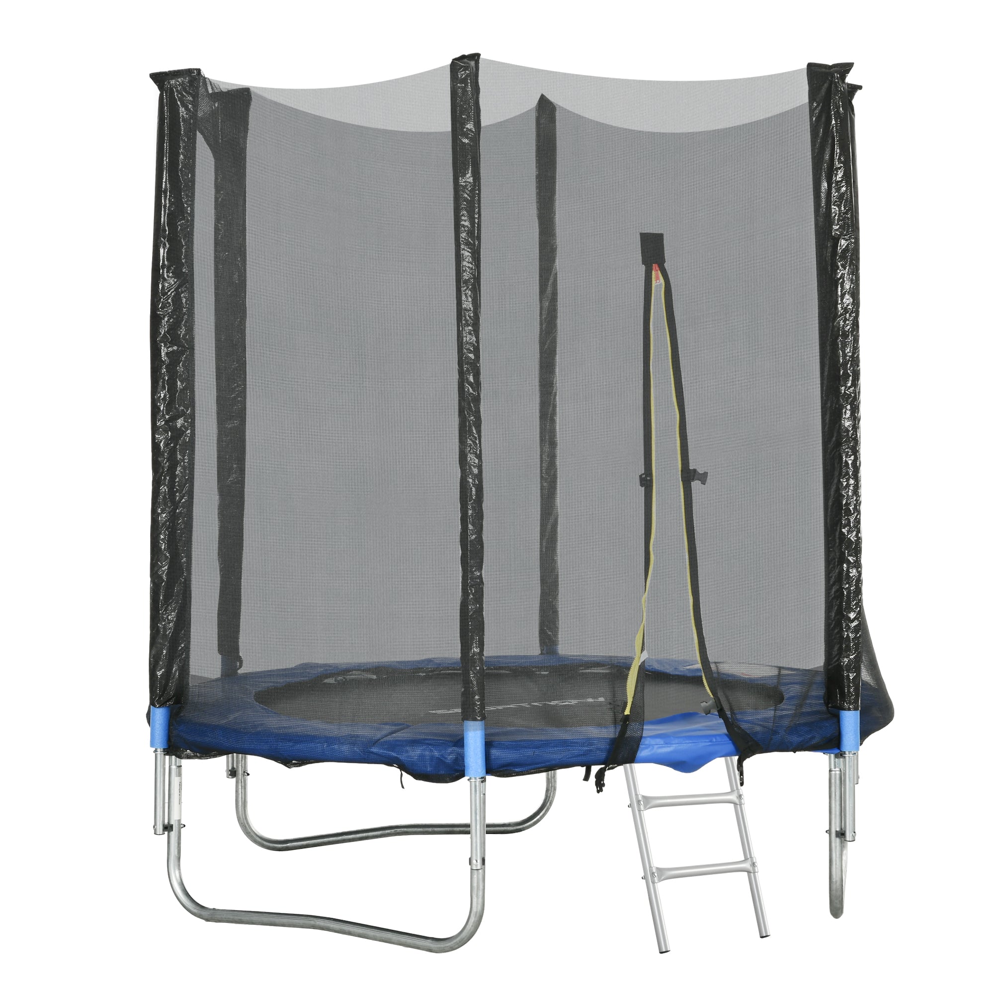 SPORTNOW Lauko Vaikų Trampolinas, 180cm Skersmens Sodo Trampolinas su Apsaugine Tinklu, Paminkštintais Stulpais ir Lestelė, Skirtas Vaikams, Paaugliams ir Suaugusiems