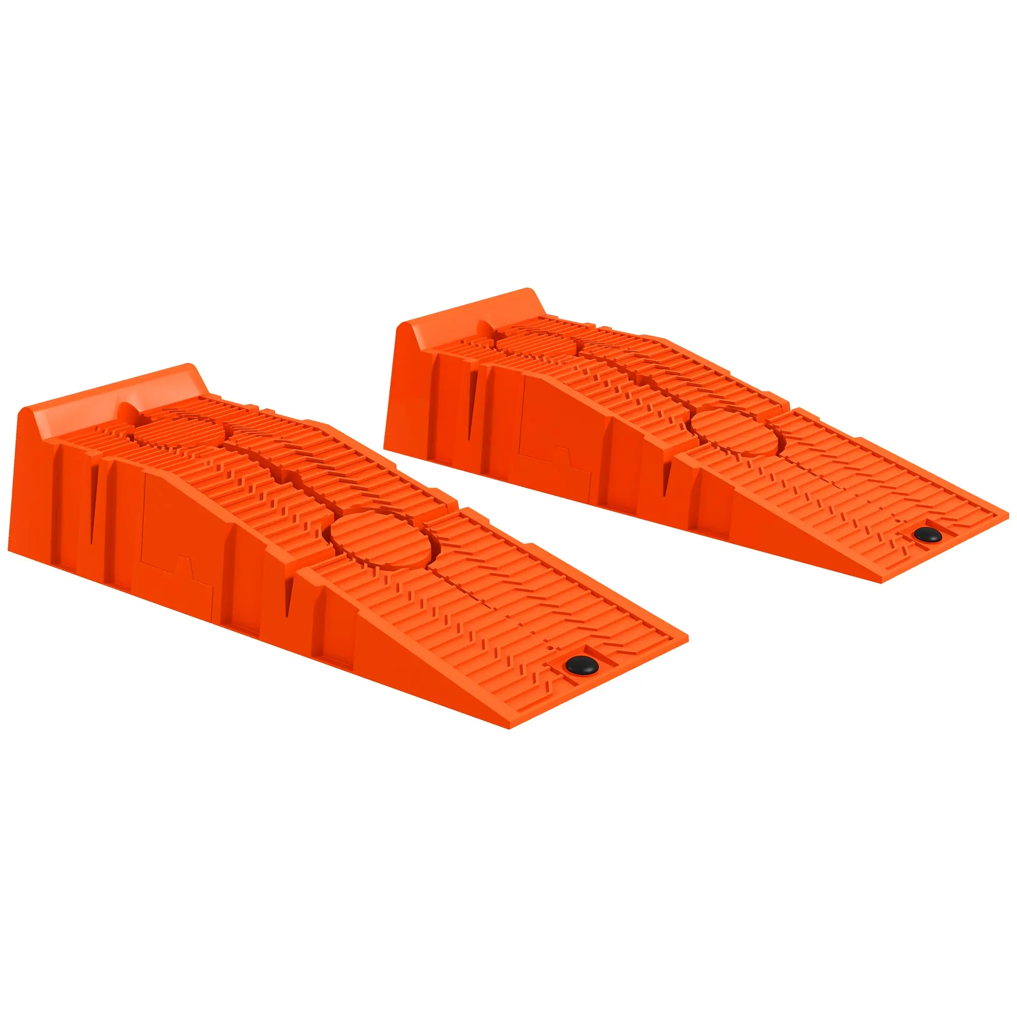 Set of 2 Plastic Car Loading Ramps with 5 Tonnes Max Load, Space-Saving Car Platforms for Maintenance, 91x30x21 cm, Orange