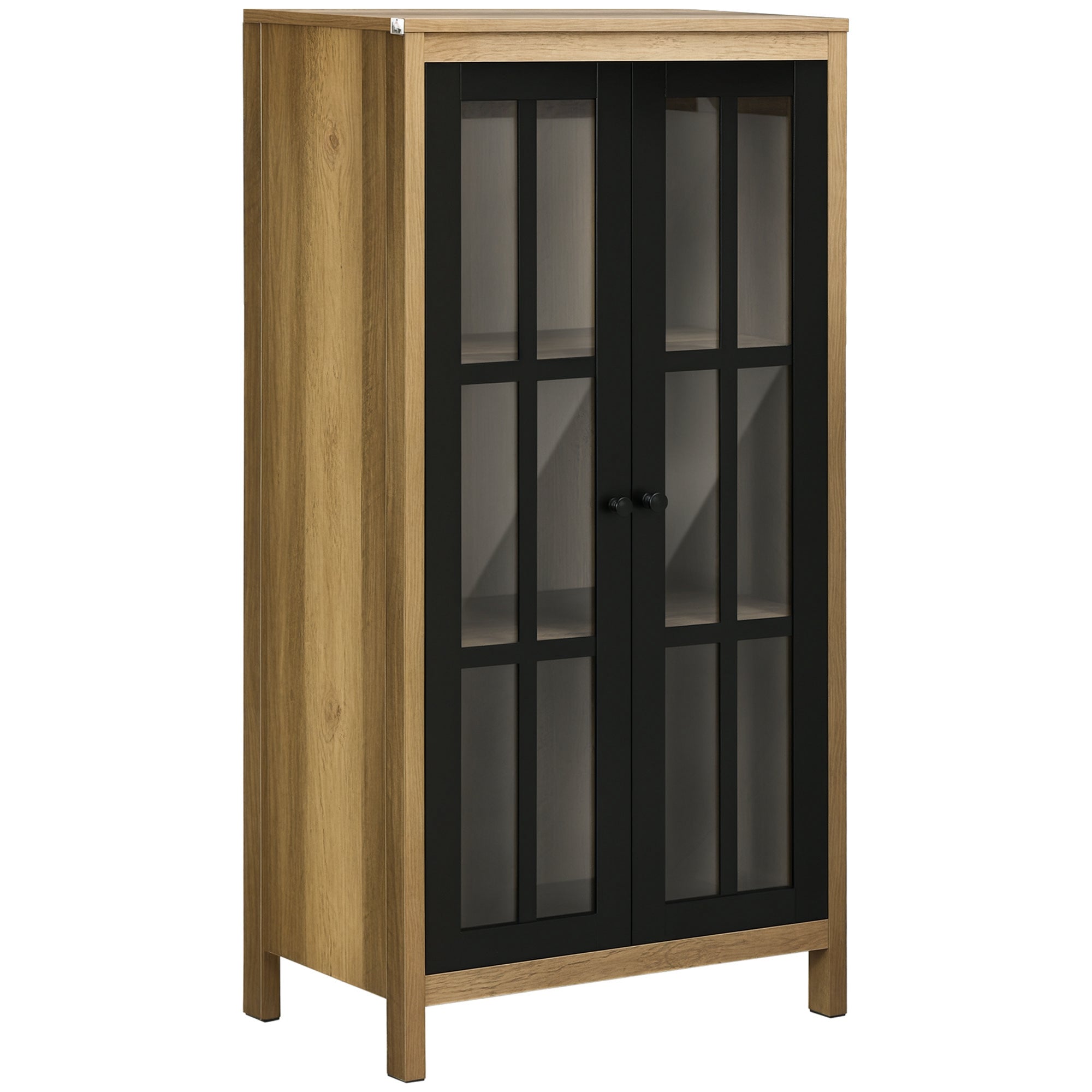 Modern Glass 2-Door Sideboard, Living Room and Lounge Cabinet, 60x35x120cm, Brown