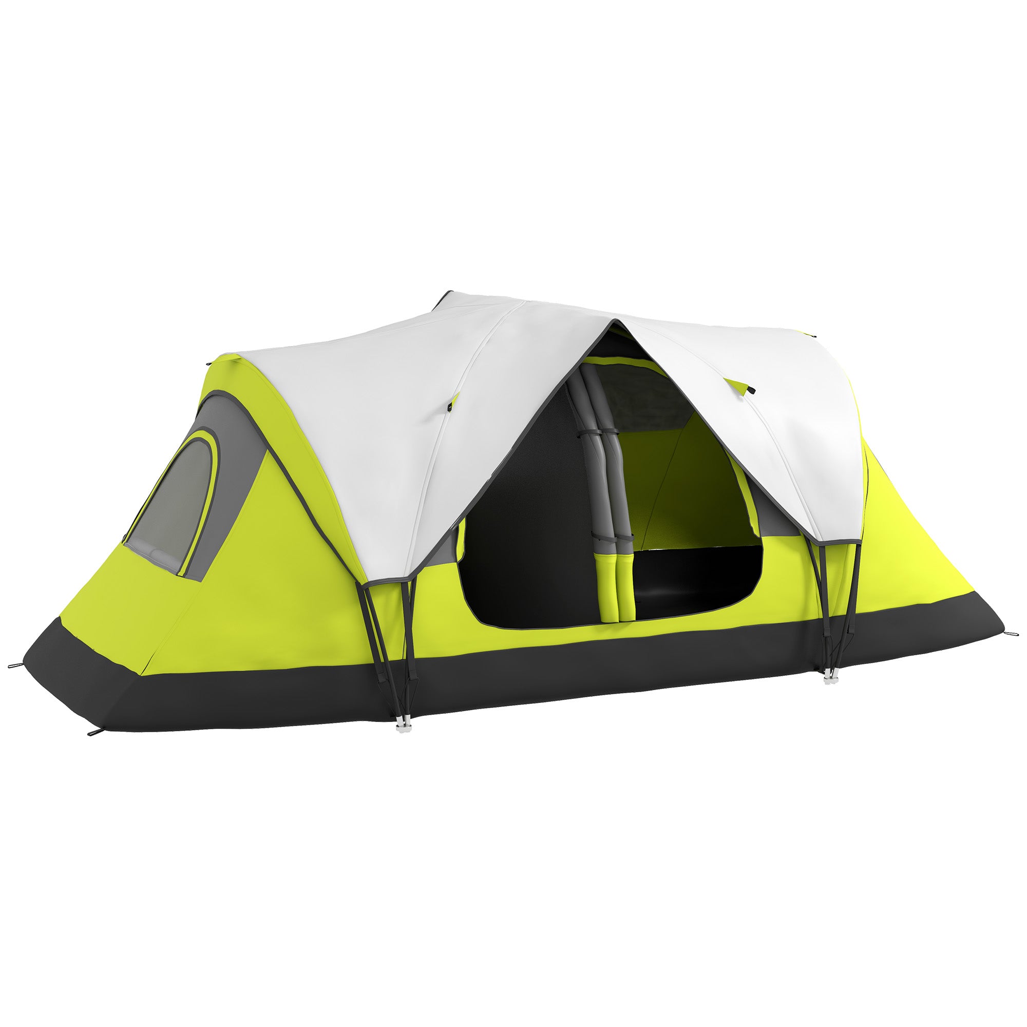 Camping Tent, Tunnel Tent for 6-8 People, with Light Hook, Mesh Windows, 2 Rooms Windproof Family Tent with Carrying Bag, 2000mm Water-Resistant Group Tent for Camping, Garden, Green