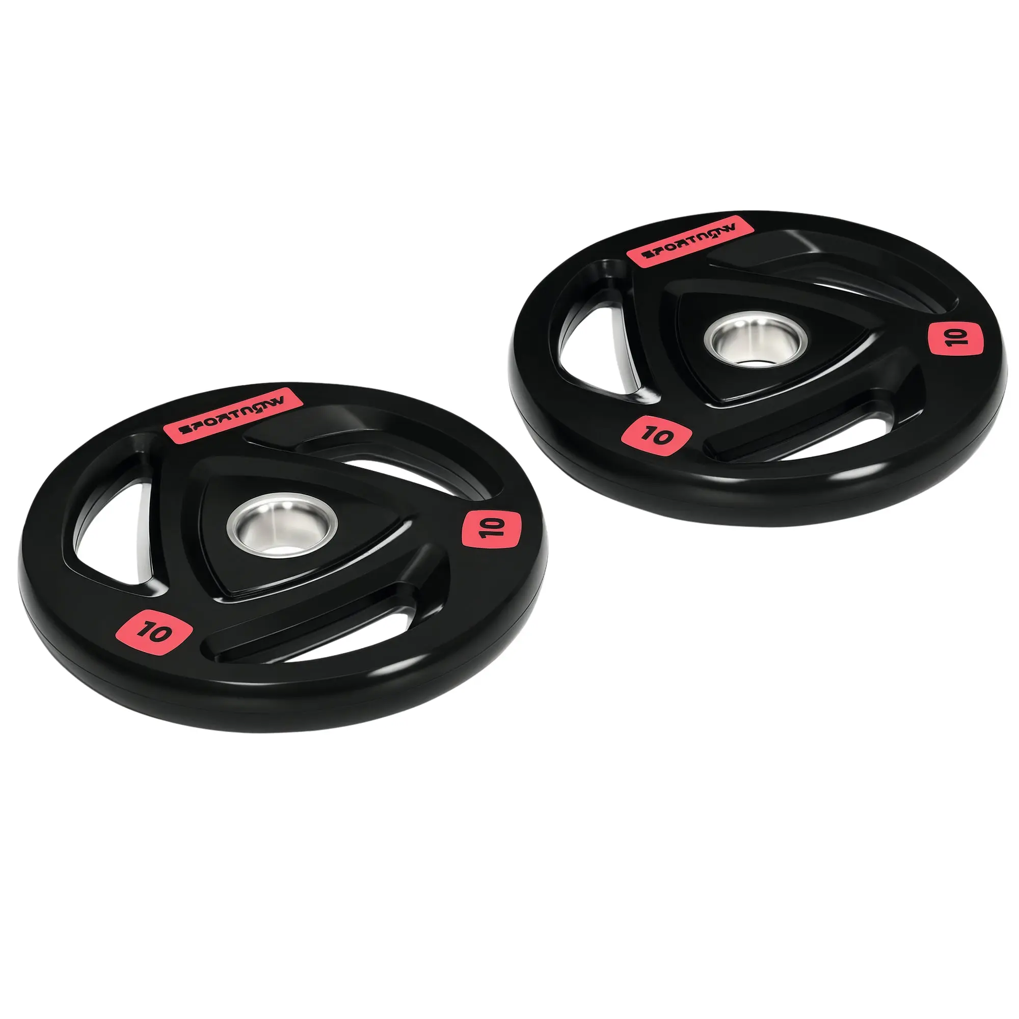 SPORTNOW Set of 2 Cast Iron Weight Plates ?32x4.5 cm 10 kg Rubber Coated Weight Plates with 5 cm Hole for Barbell or Dumbbells Fitness in Home Gym Black