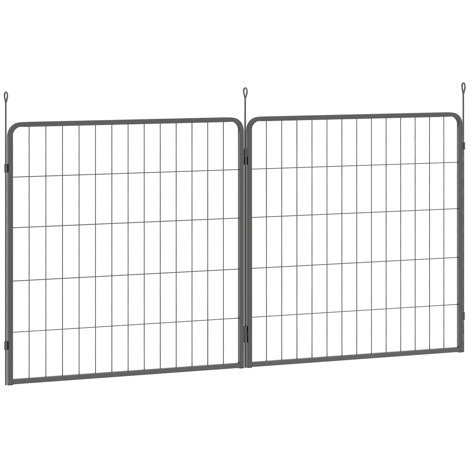 2-Piece Expansion 2 Dog Fence Panels for Playpen, 80 x 80 cm Steel Puppy Fence, for Small and Medium Dogs Gray