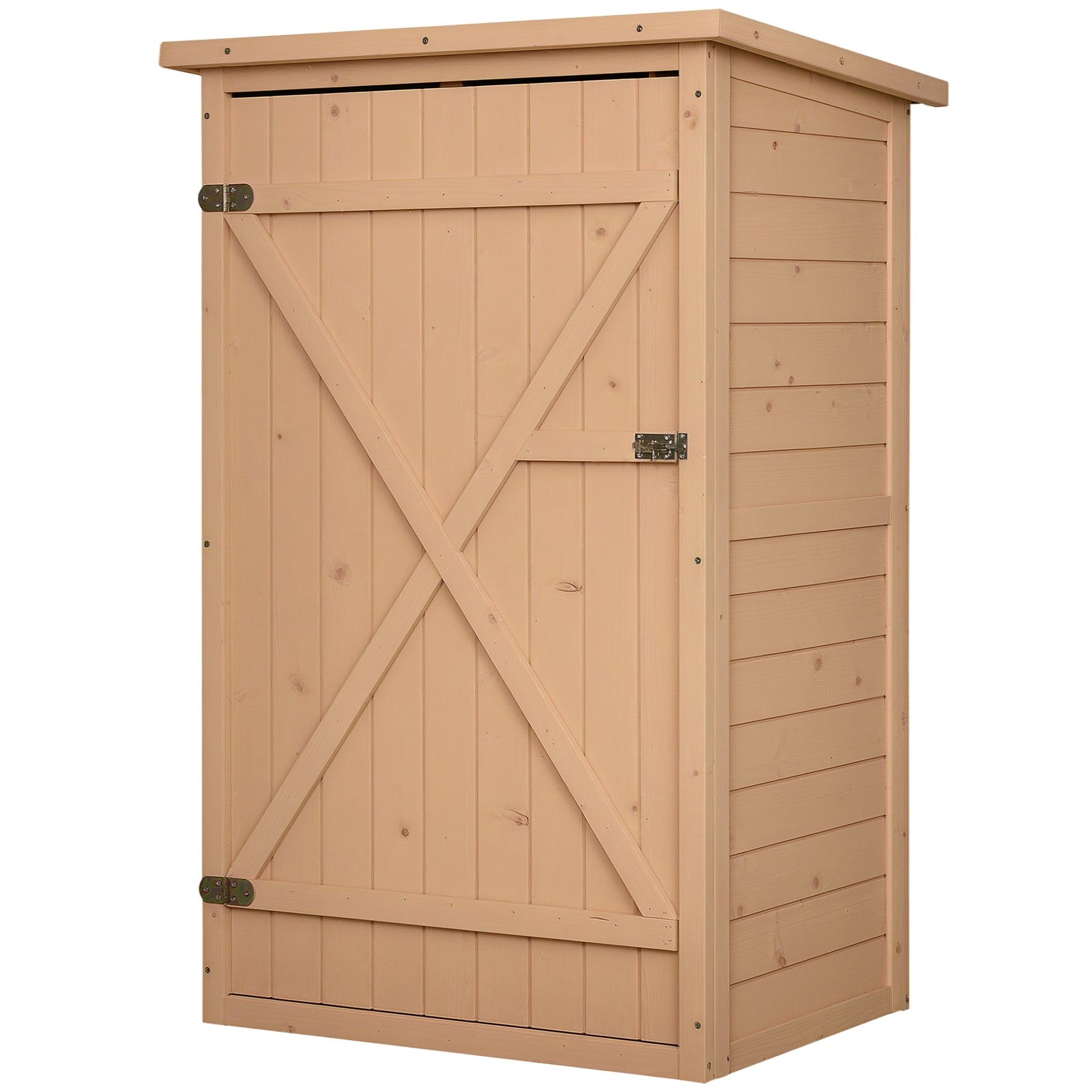 Cabinet de jardin en bois Outsunny, Abri à outils étanche 75x56x115cm, Maison d'équipement avec porte et étagères, Abri à outils pour jardin, Patio, Cour, Pelouse, Naturel