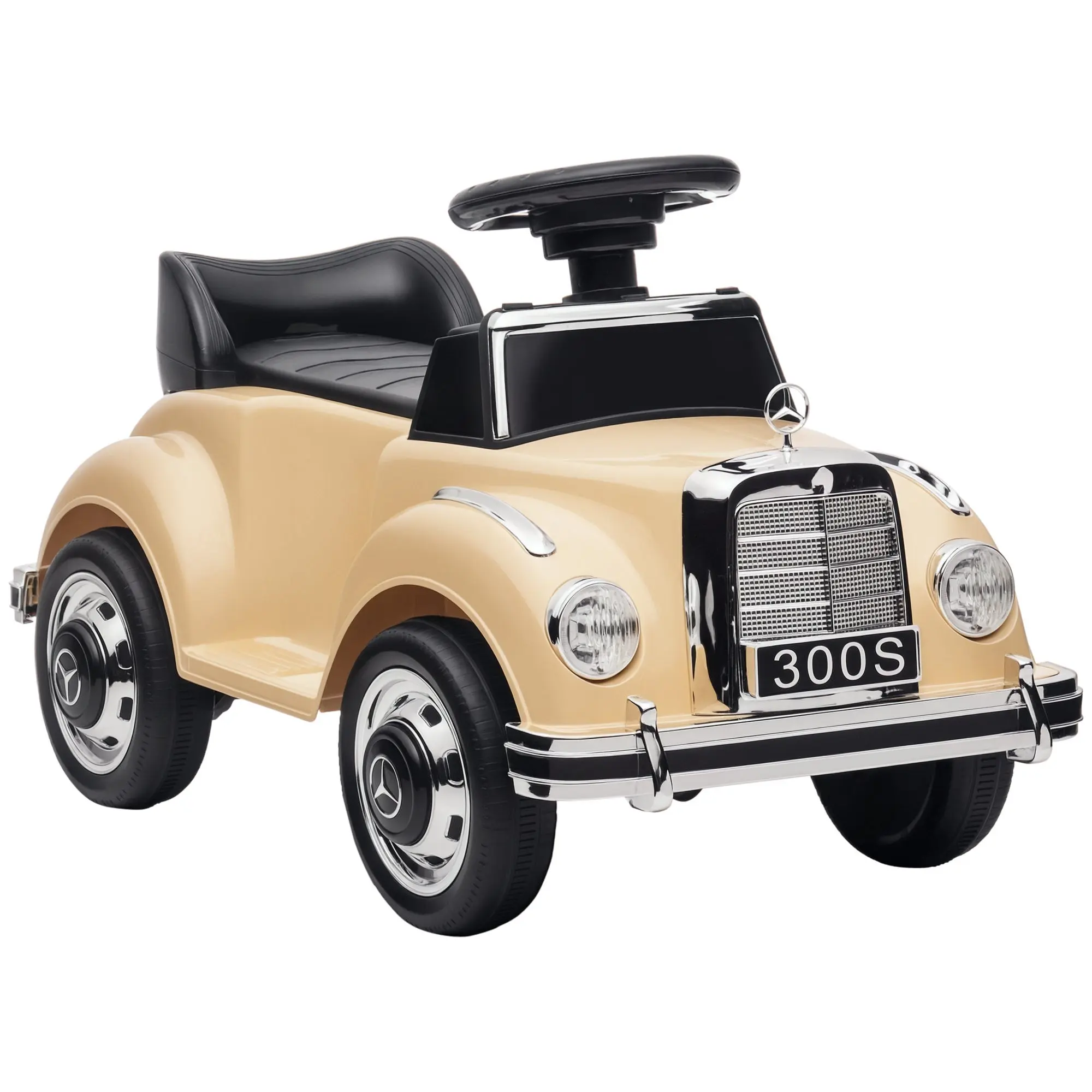 Slide Car, Children's Vehicle, Slider Vehicle with Storage Space, Children's Car with Rollover Protection Slider for 18-48 Months Children, Beige, 77.5 x 41.5 x 45 cm