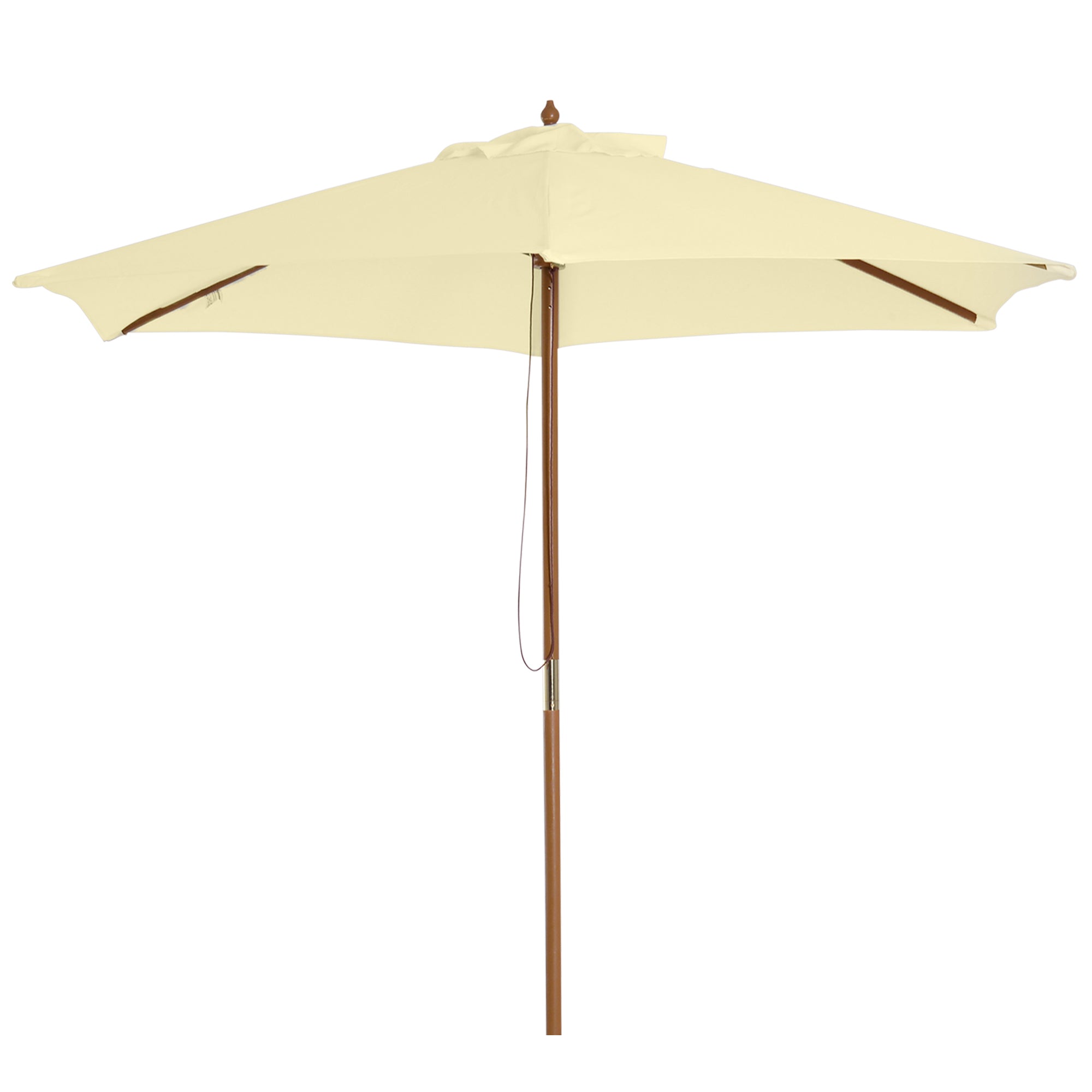 Outdoor Garden Umbrella Double Top Hexagonal Large Size Jardin ? 2.5 x 2.3H m Bamboo Wood Cream
