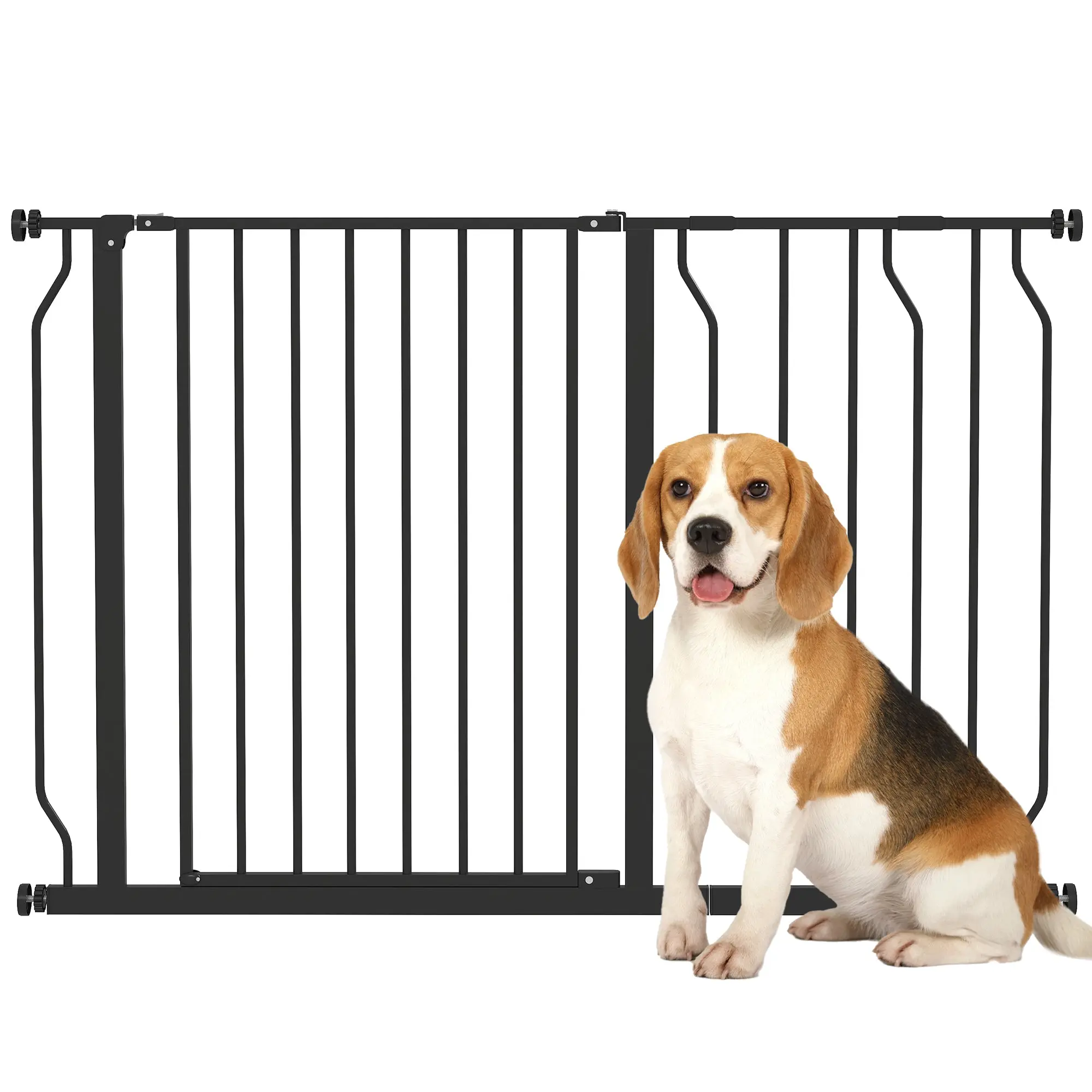 Door Protection Gate Stair Protection Gate with 10/20 cm Extension Door Gate without Drilling Stair Gate for Widths 75-115 cm Swivelable on Both Sides Steel Black