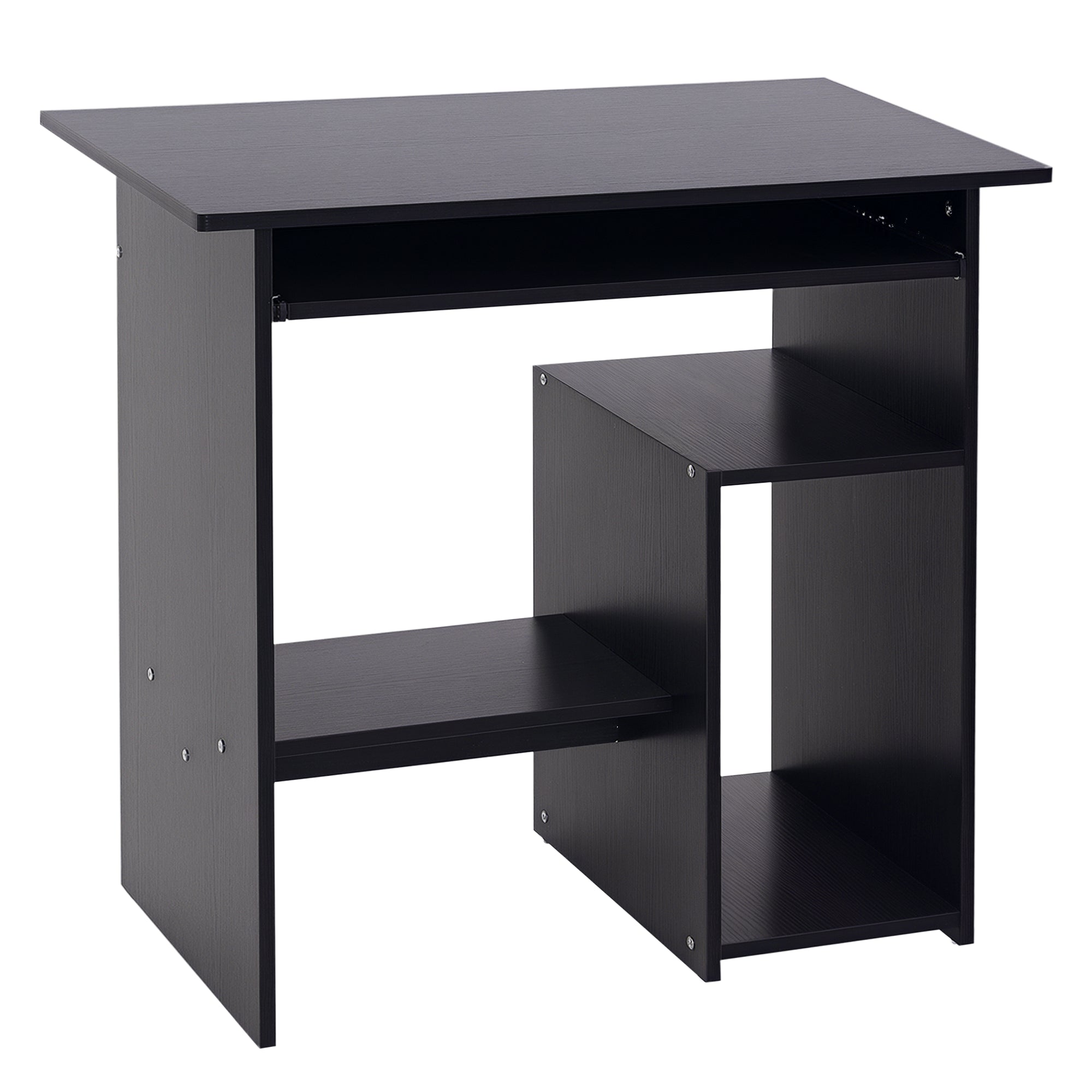 HOMCOM Ruimtebesparend Bureau voor Thuis en Kantoor, Modern Computerbureau, CPU Houder en Uittrekbare Toetsenbordplank in Hout, 80x45x75cm, Zwart