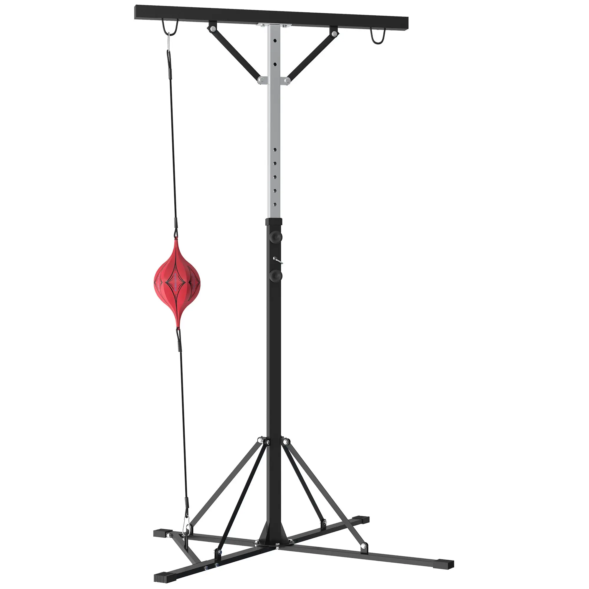 SPORTNOW Punching Bag Stand Adjustable Height, Freestanding Punching Bag Holder with Speedball, up to 60 kg Load Capacity, Steel, Black
