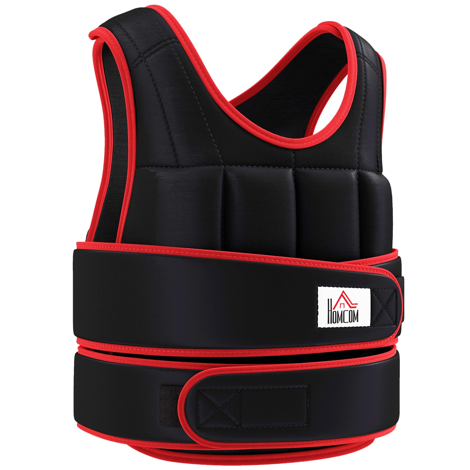 HOMCOM 20 kg Vægtvest med Justerbare Stropper til Styrketræning Fitness Oxford Metal Sand Sort+Rød 60 x 50 cm