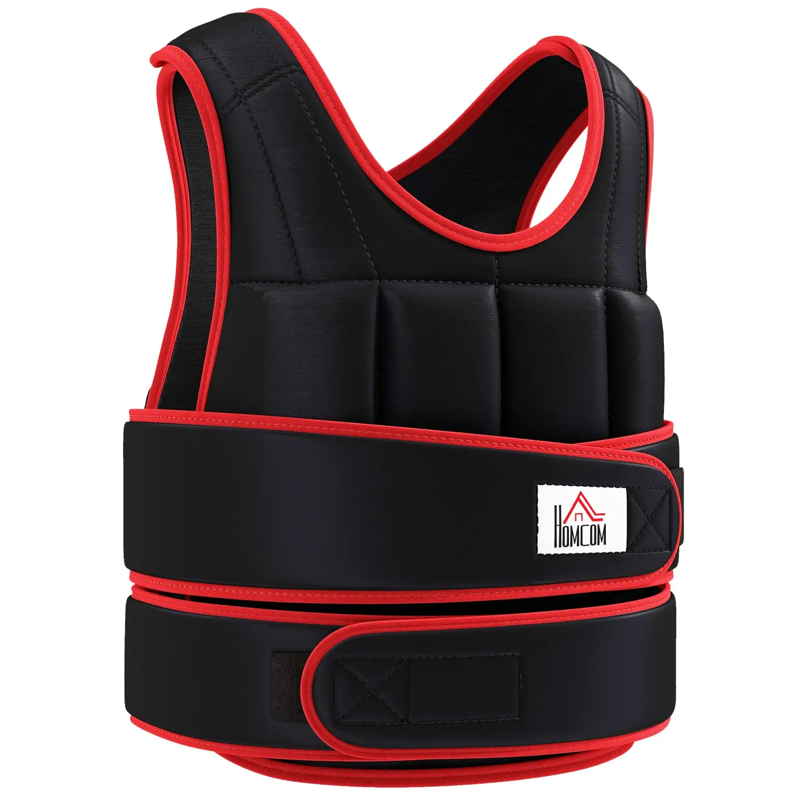 20 kg Training Vest Weighted Vest with Dual Straps Adjustable Strength Training Fitness Oxford Metal Sand Black+Red 60 x 50 cm