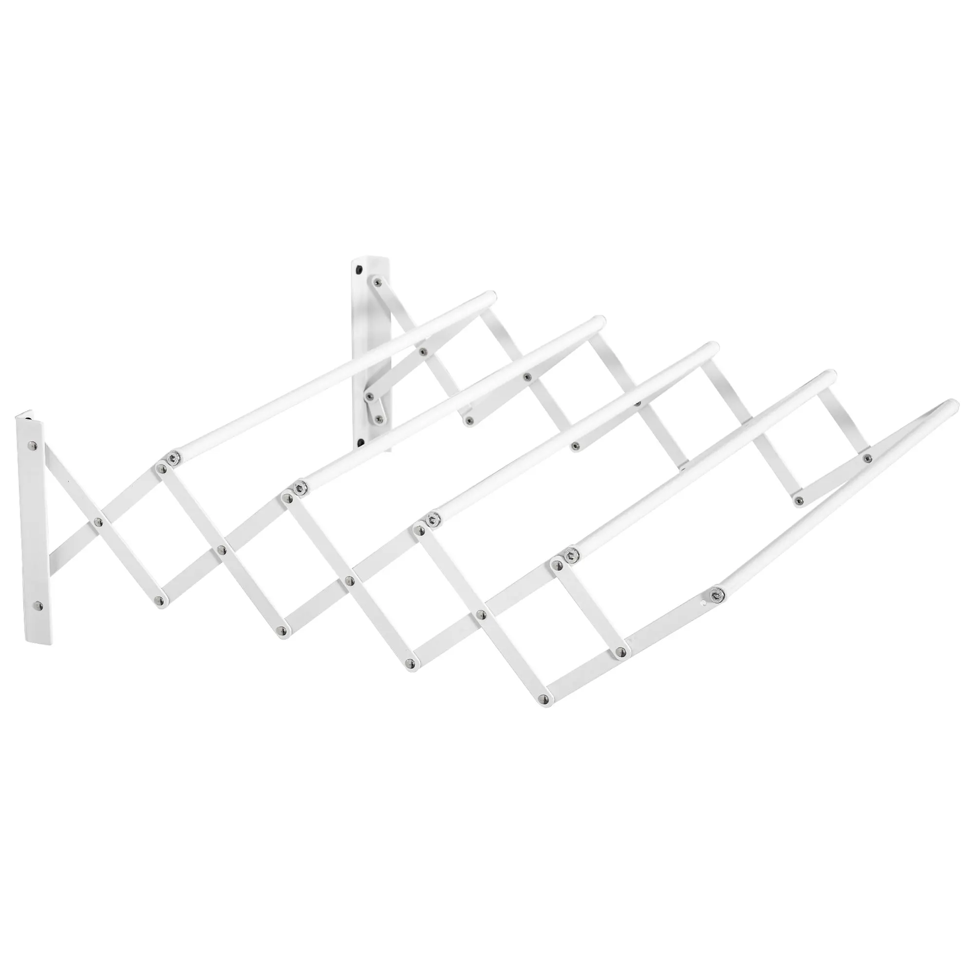 Wall-Mounted Retractable Folding Space-Saving Clothes Drying Rack, Wall Clothes Dryer for Indoor and Outdoor Use, White, 63.5 x 60 x 20 cm