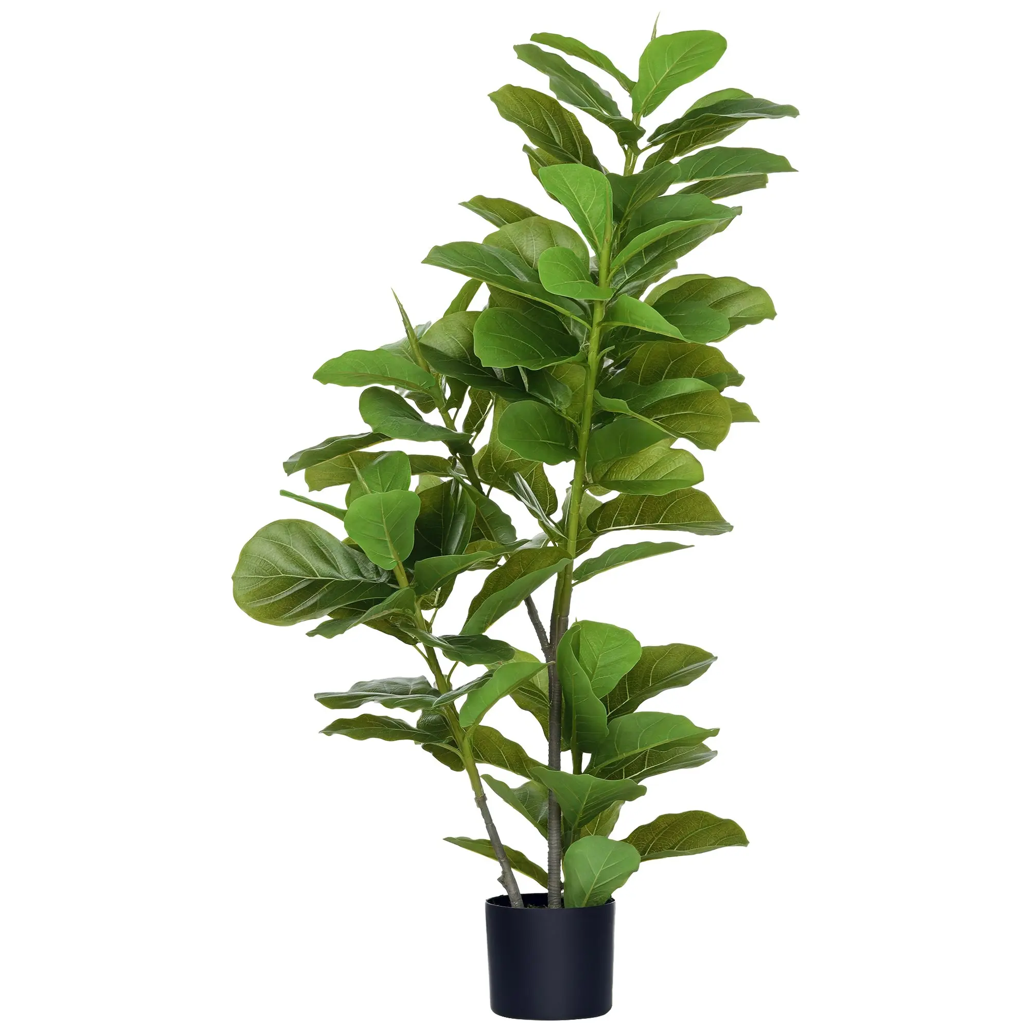 Decorative Artificial Plant 110x15 cm Artificial Ficus Tree with 90 Leaves and Pot for Interior Decoration for Living Room Office Green