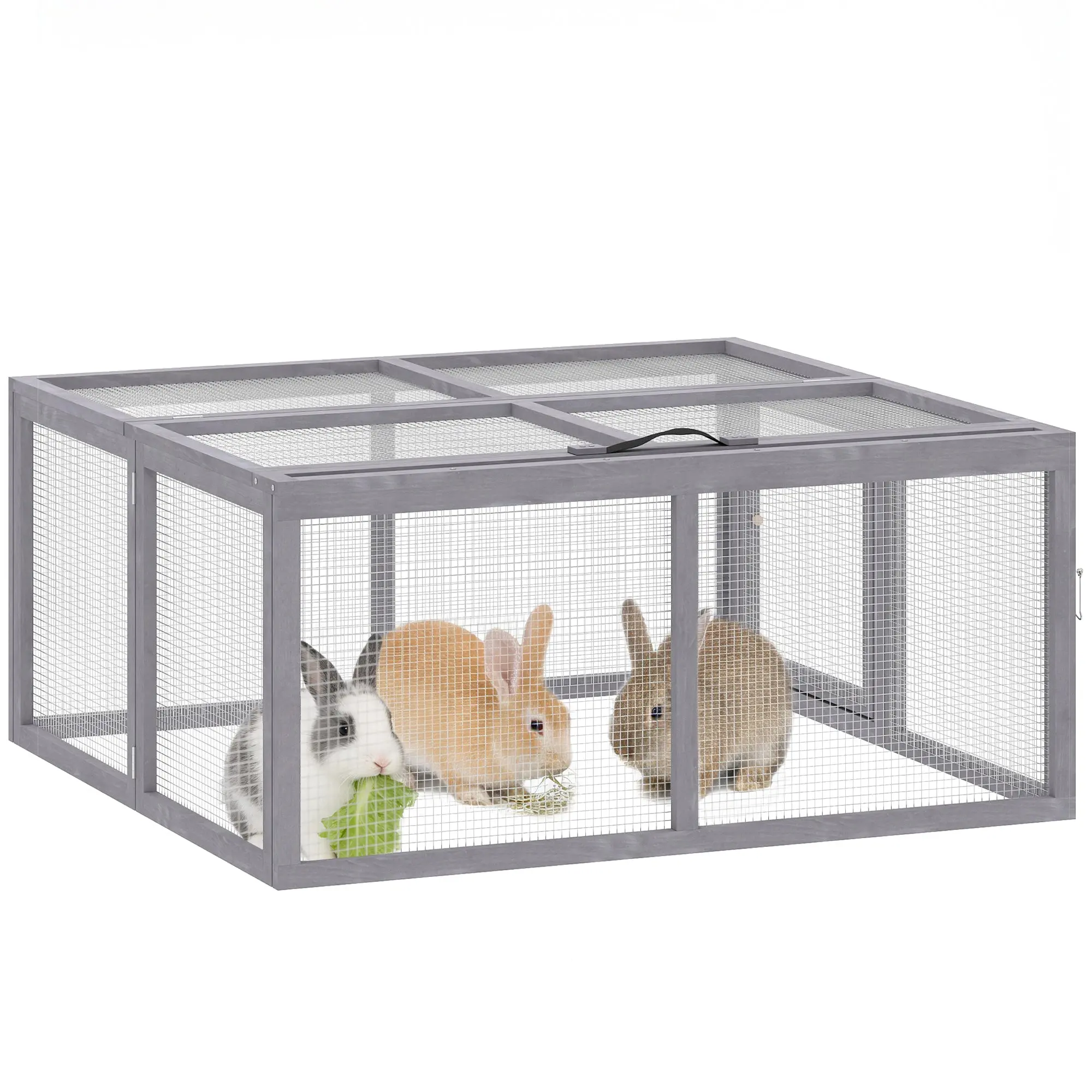Foldable Outdoor Rabbit Hutch & Run — Portable House for Guinea Pigs, Chickens & Ducks with Opening Roof — Fits up to 3 Animals (43.3 × 41.3 × 19.7 in)